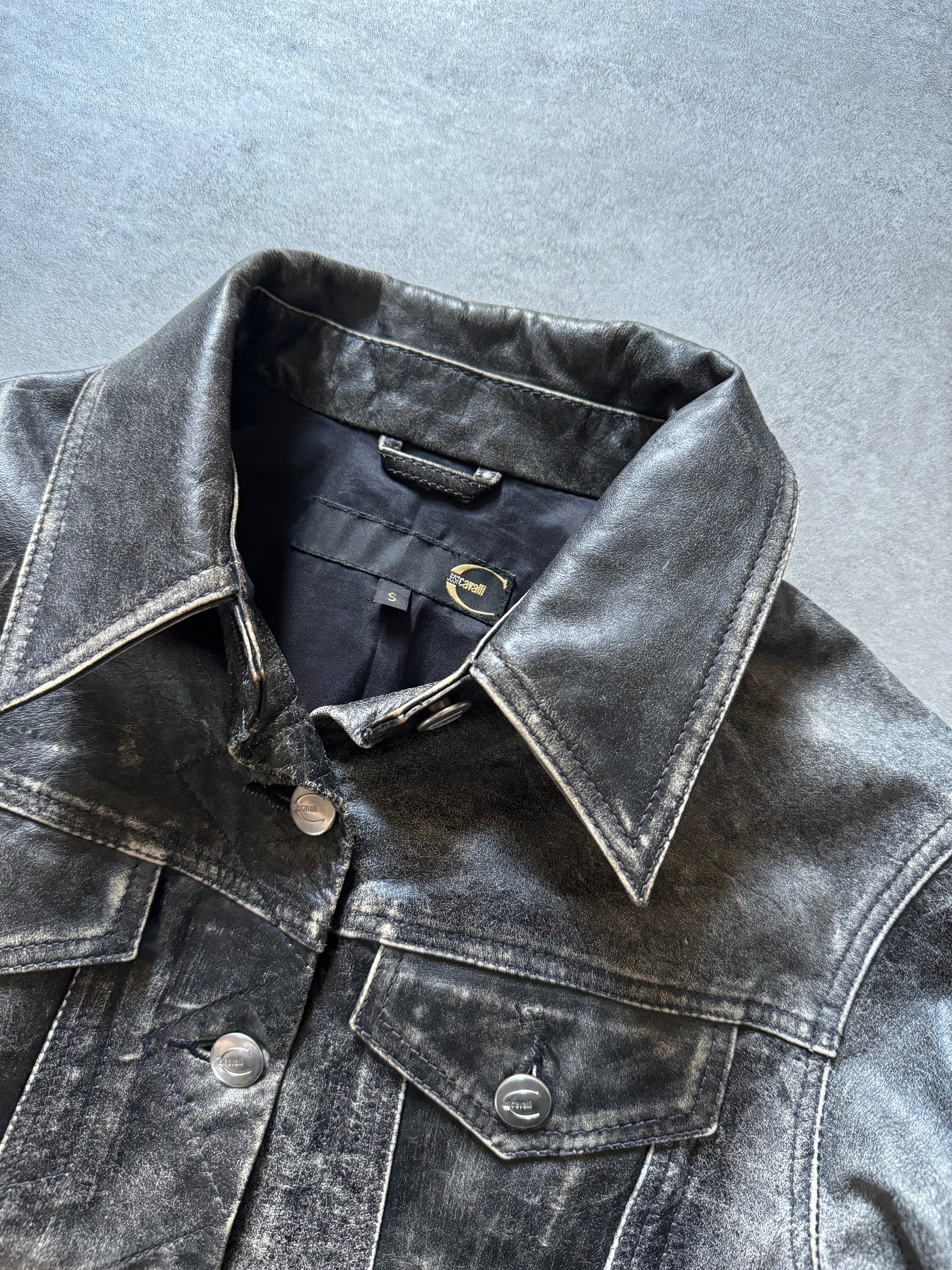 2000s Cavalli Brut Raw Leather Jacket (S) - 8