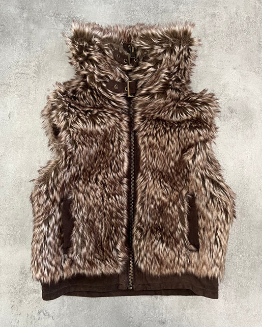 Underground Brown Faux Fur Sleeveless Jacket (XS) - 1