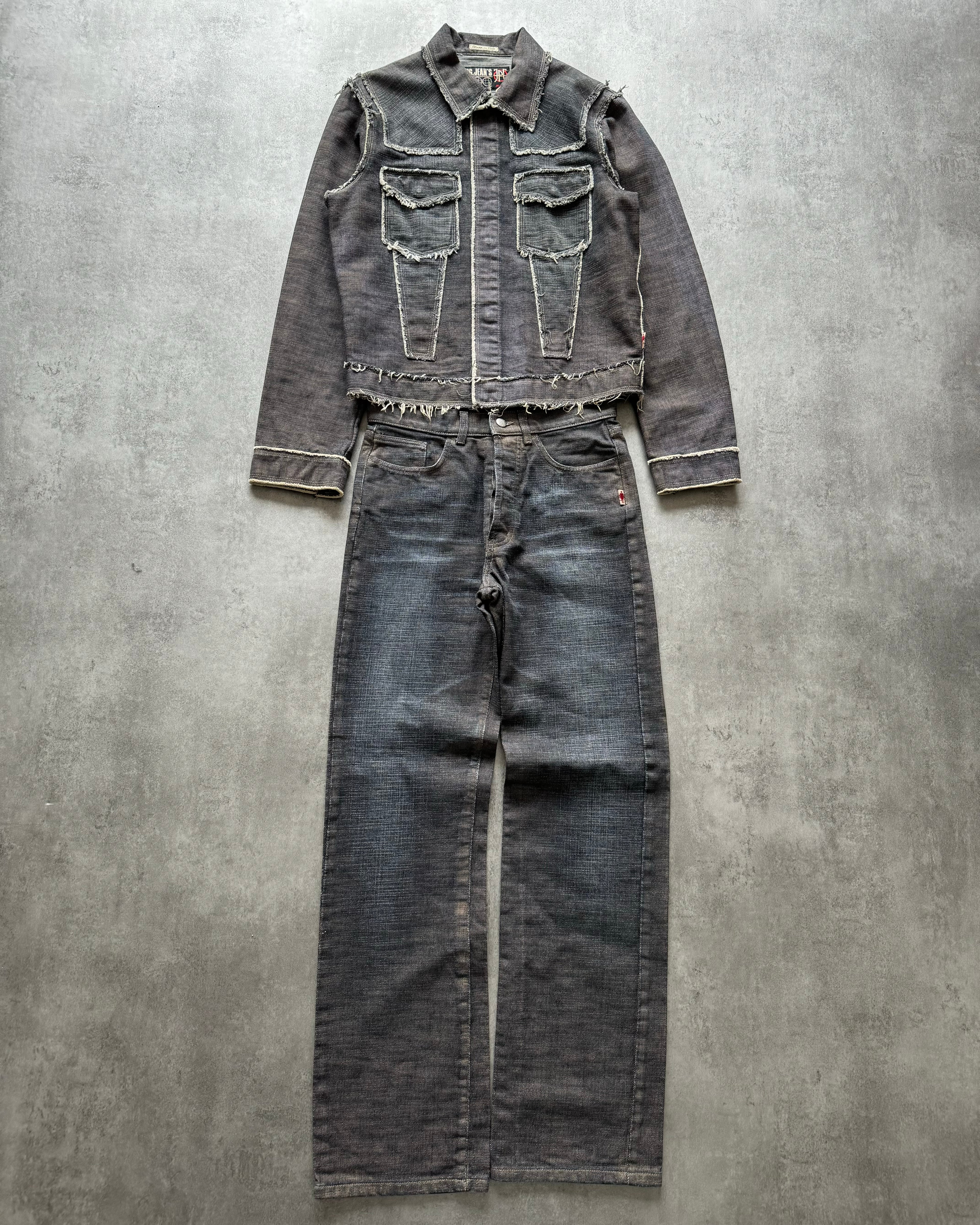 2000s Jean Paul Gaultier Raw Reversed Denim Pants (S) - 3