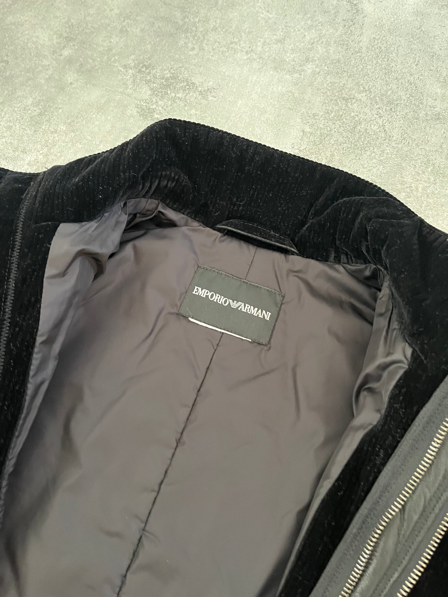 AW2011 Emporio Armani Dark Velvet Multi Zips Jacket (M) - 5