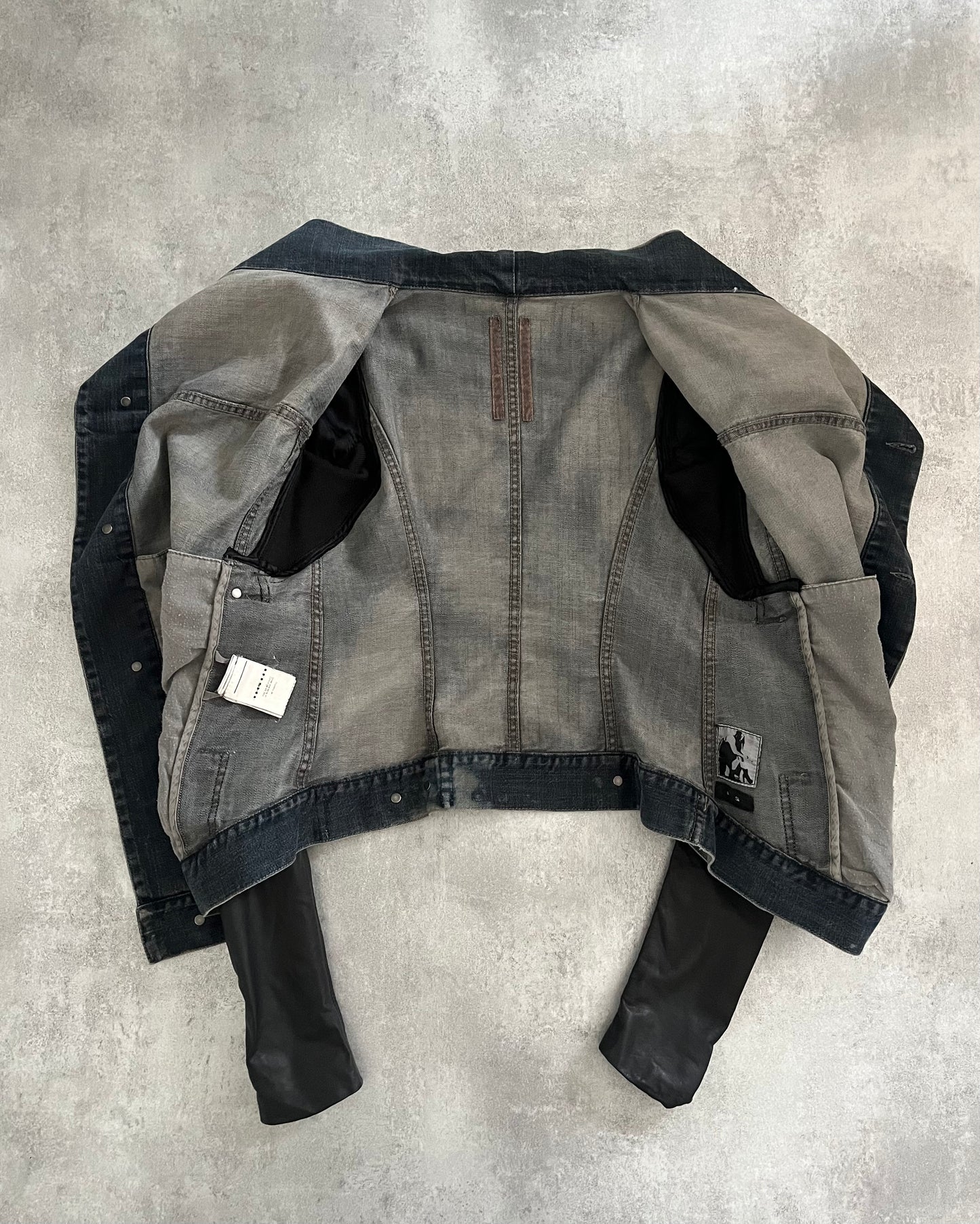 AW2010 Rick Owens Avant-Garde Denim Leather Jacket (S) - 5