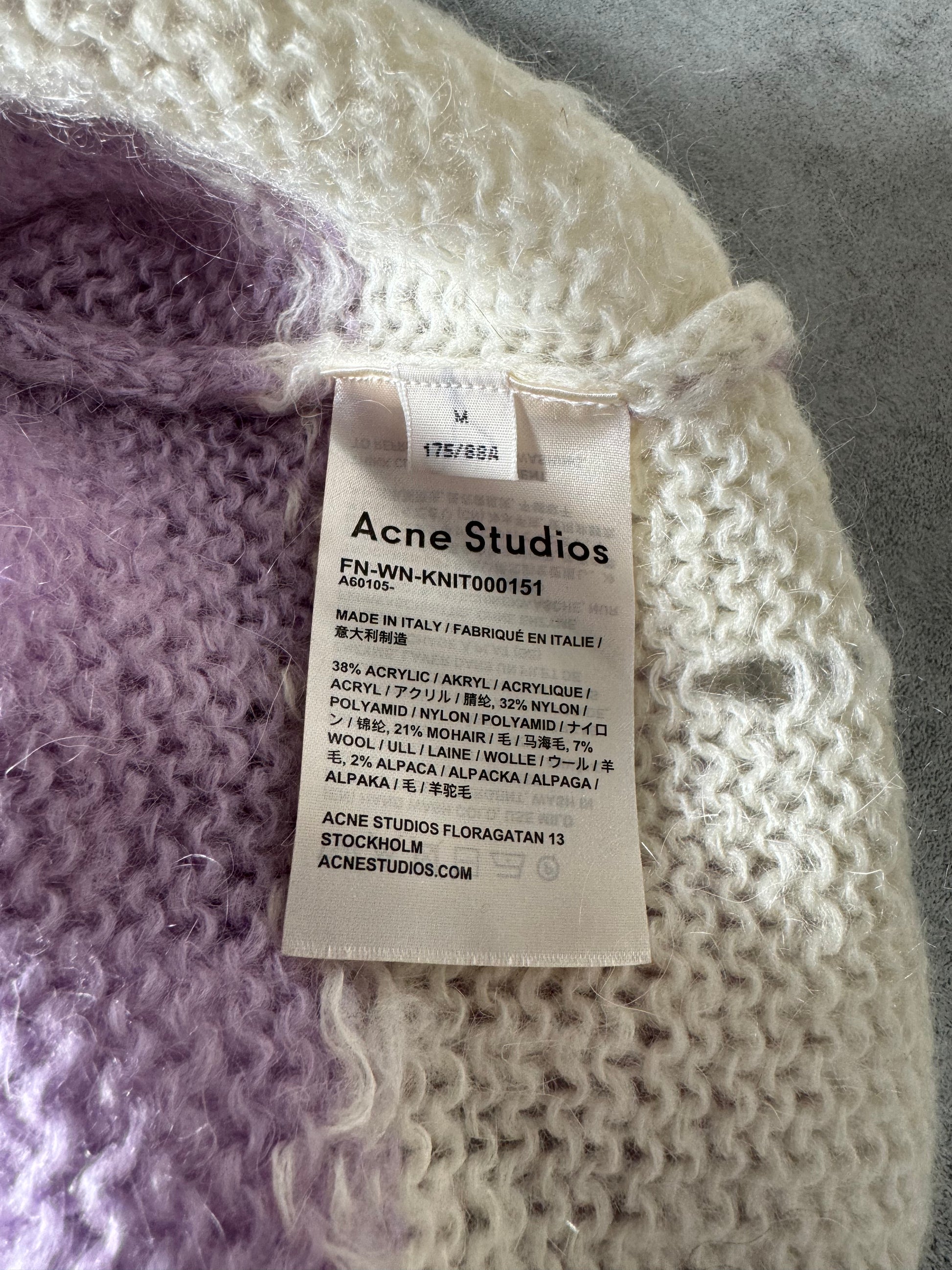 Acne Studios White & Purple Distressed Sweater (M) - 7