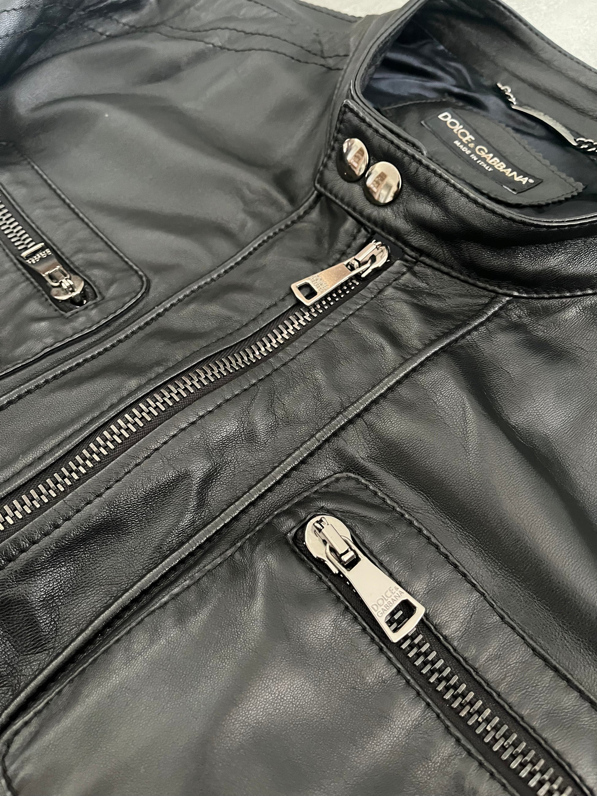 AW2018 Dolce & Gabbana Multi Zips Alpha Leather Jacket (XL) - 4