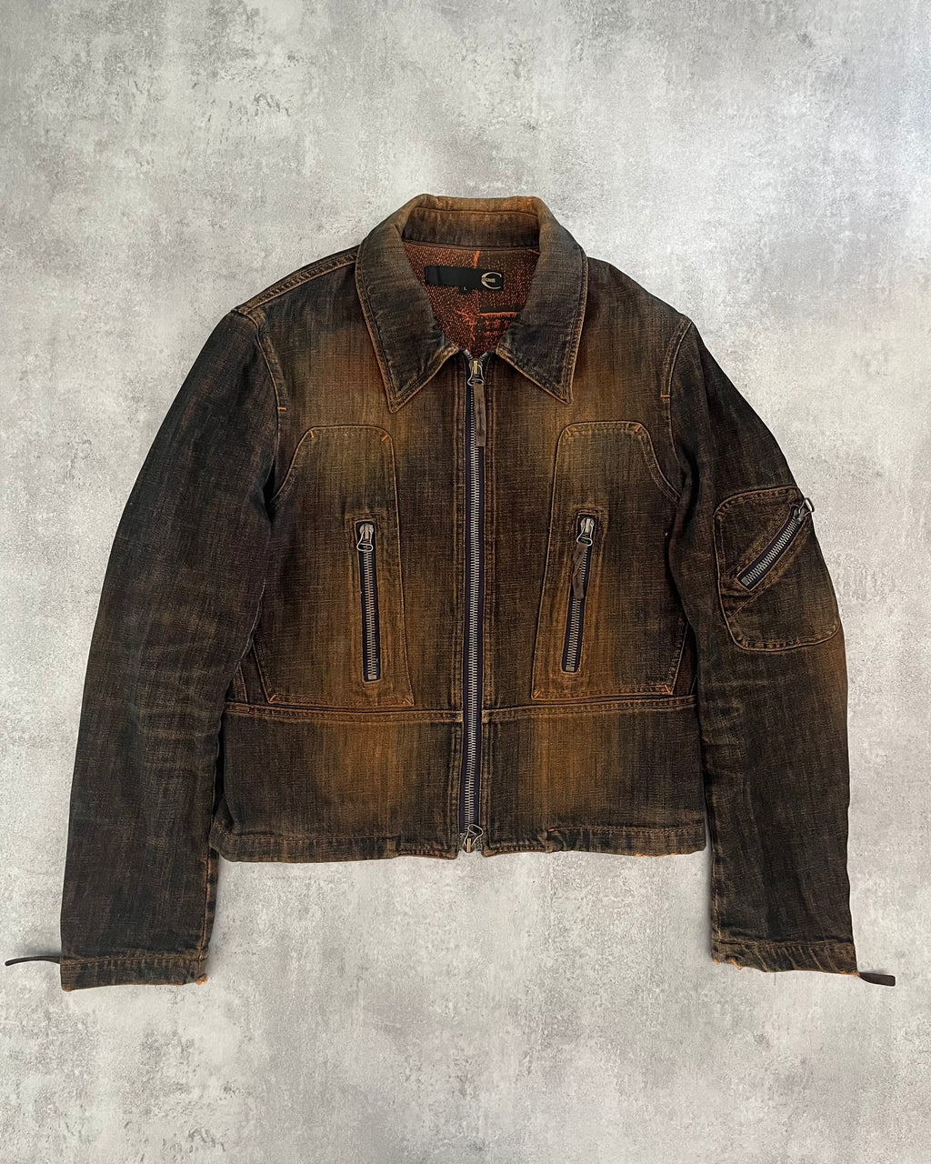 2000s Cavalli Eroded Twilight Denim Jacket (S) - 1