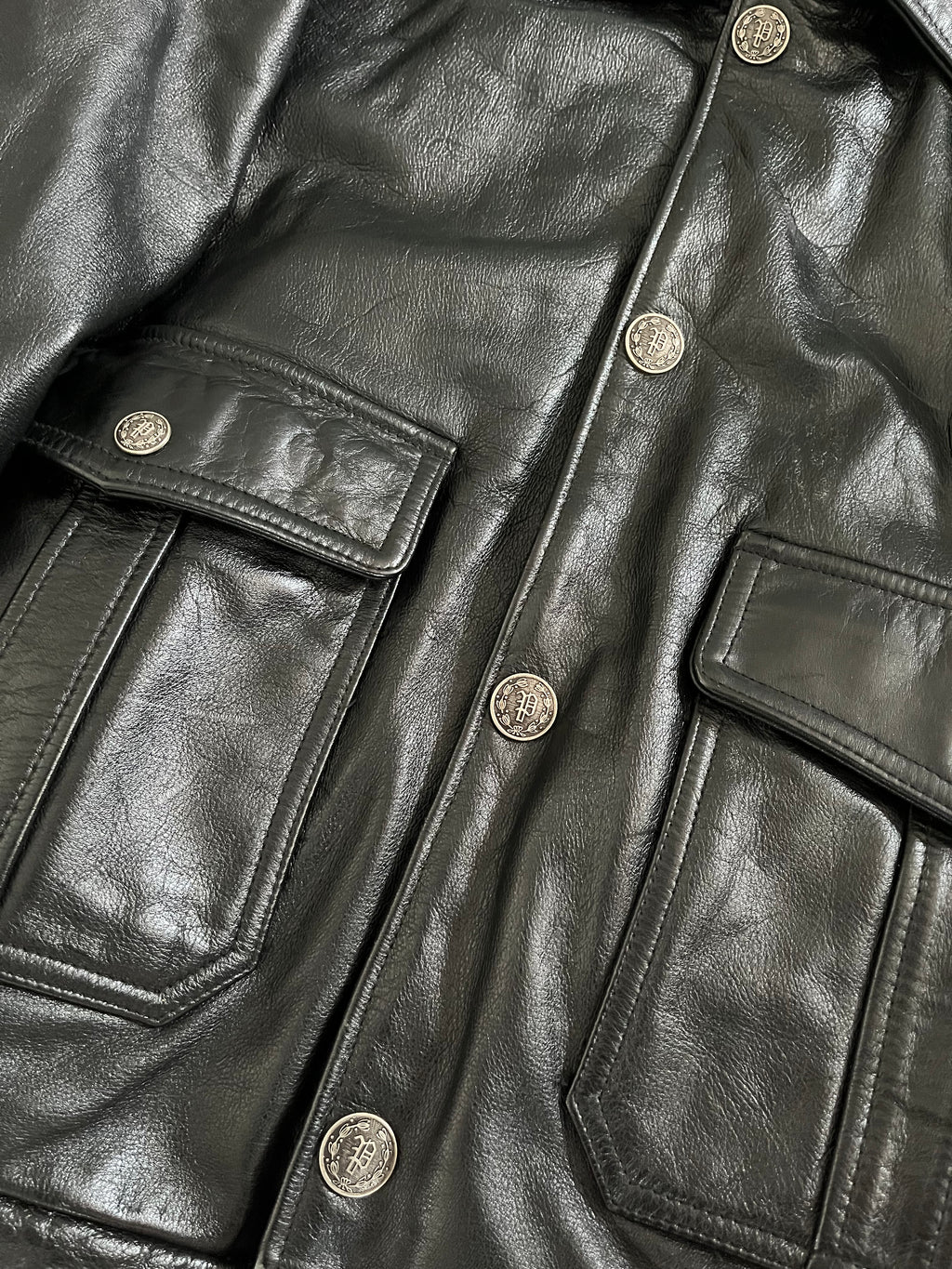 1990s Avirex Army New-York Leather Jacket (L) - 7