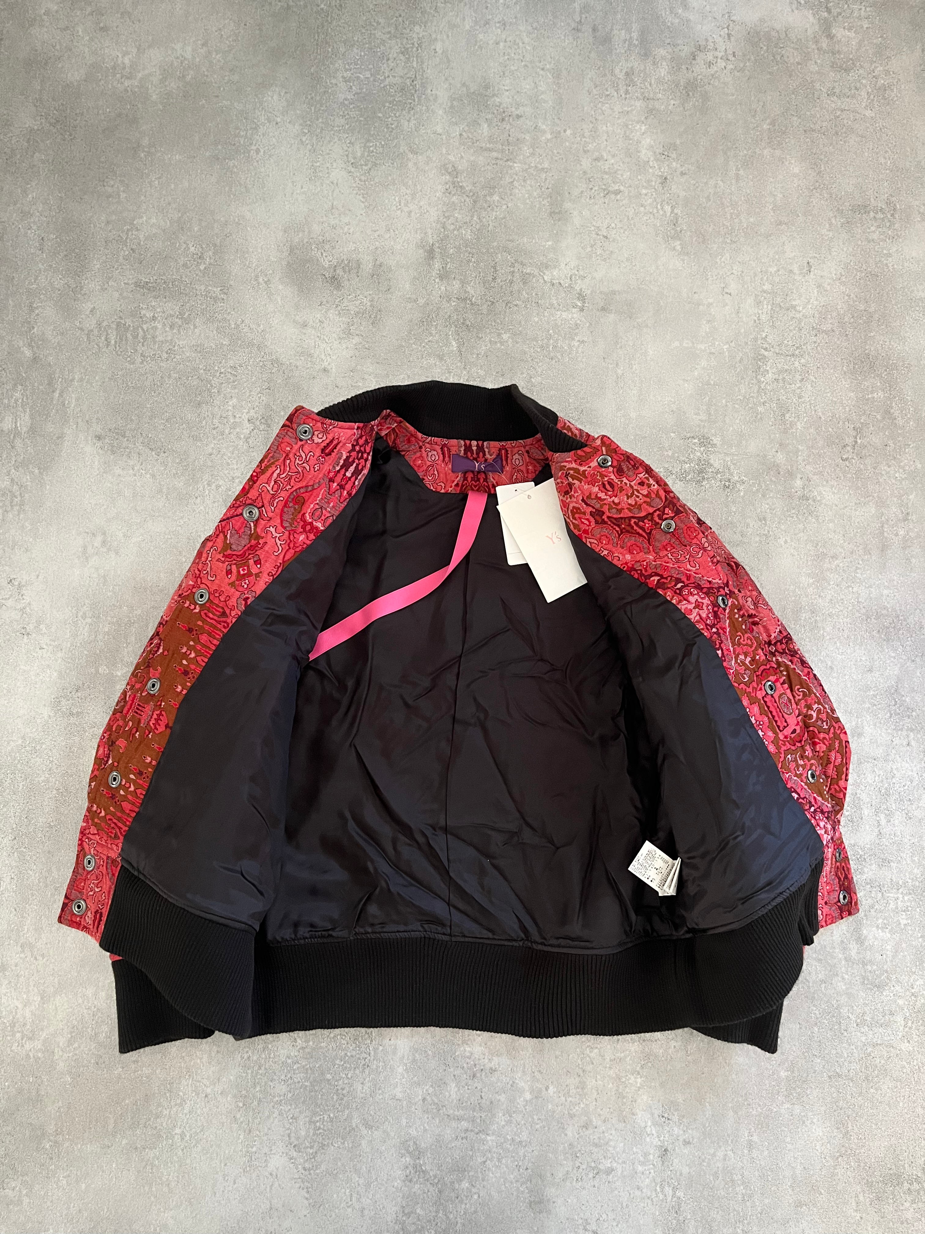AW2019 Yohji Yamamoto Silk Red Bomber Jacket (XS/S) (XS) - 5
