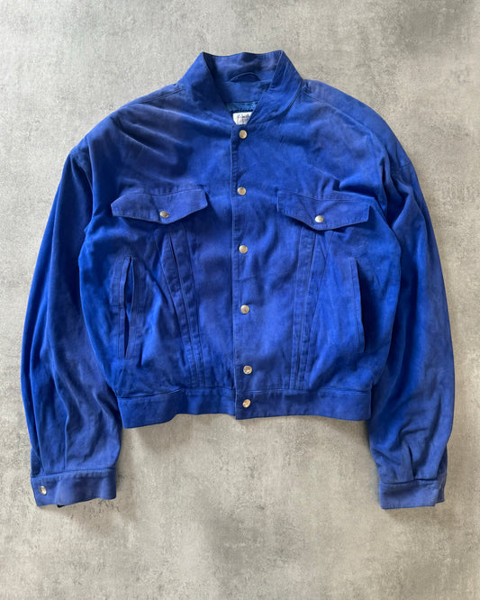 AW1984 Claude Montana pour Ideal Cuir French Blue Worker Bomber Jacket (M) - 1