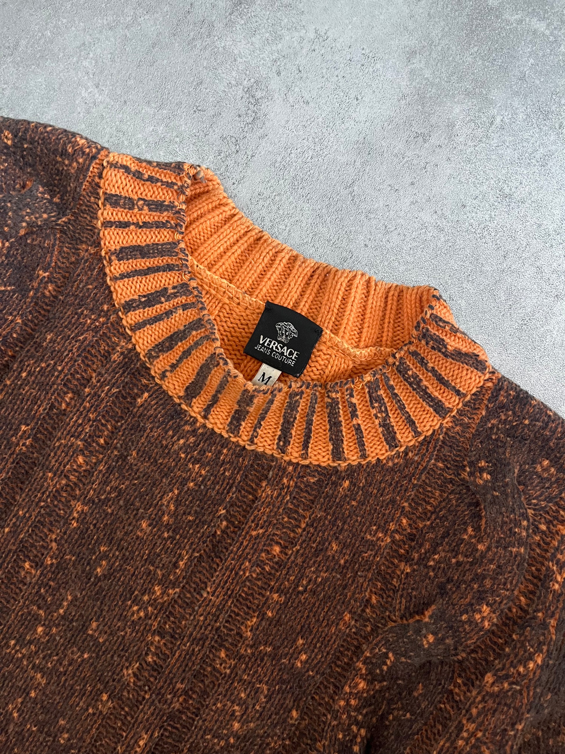 2000s Versace Orange Block Sweater (M) - 8