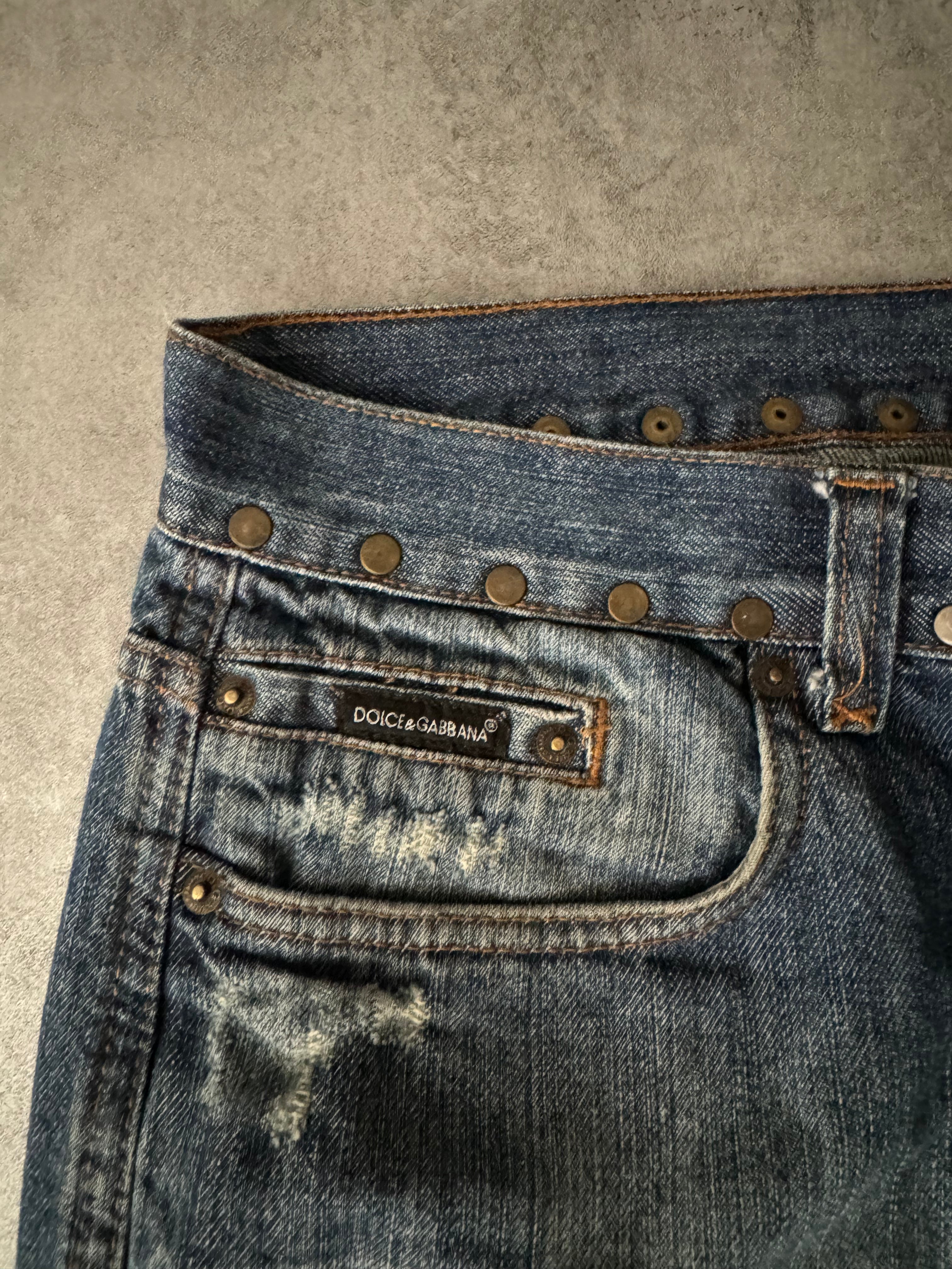 SS2006 Dolce & Gabbana Hawaii Embroideries Denim Jeans  (L) - 6