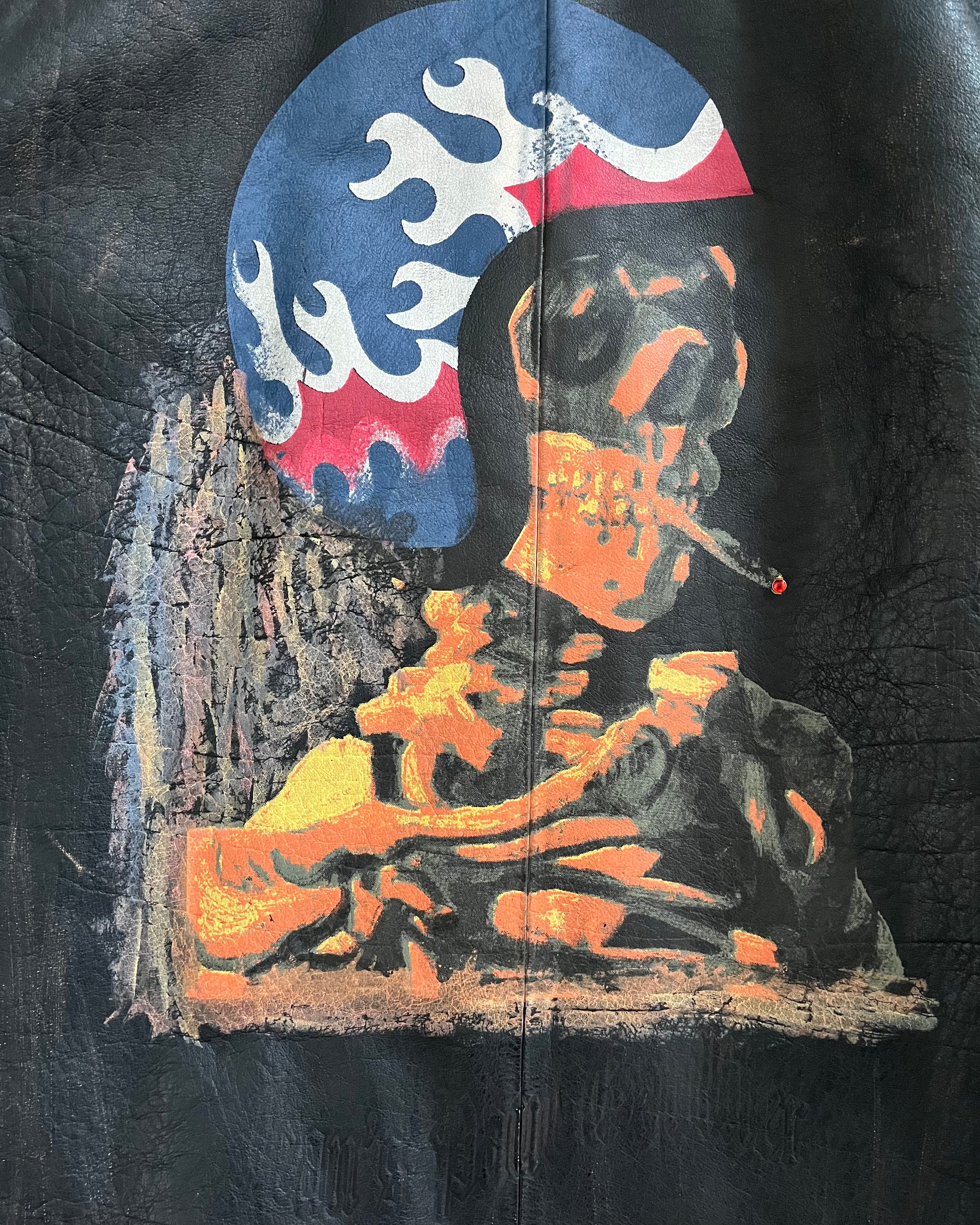 2000s Jean Paul Gaultier Van Gogh Skeleton Buffalo Leather Jacket (M) - 3