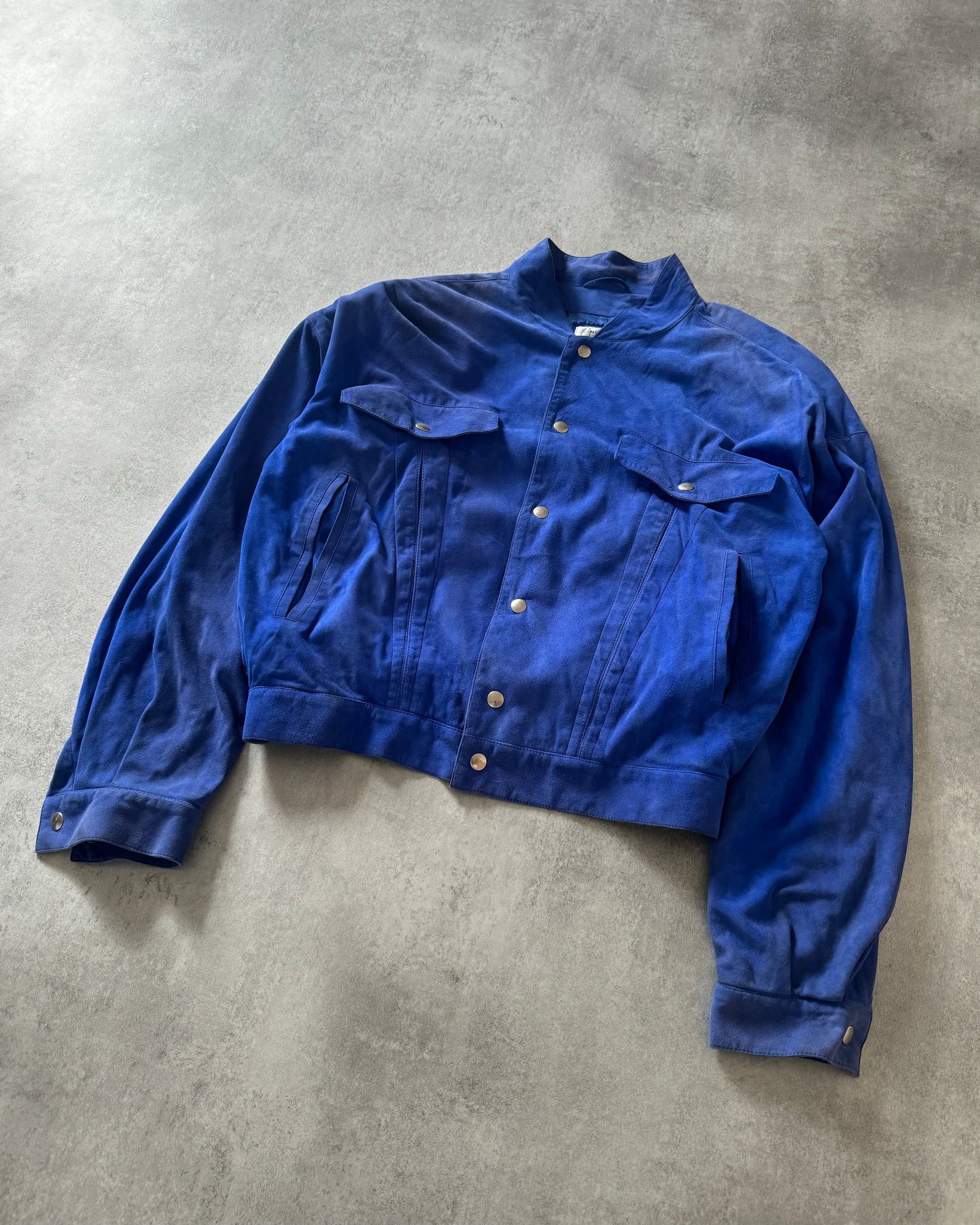 AW1984 Claude Montana pour Ideal Cuir French Blue Worker Bomber Jacket (M) - 6