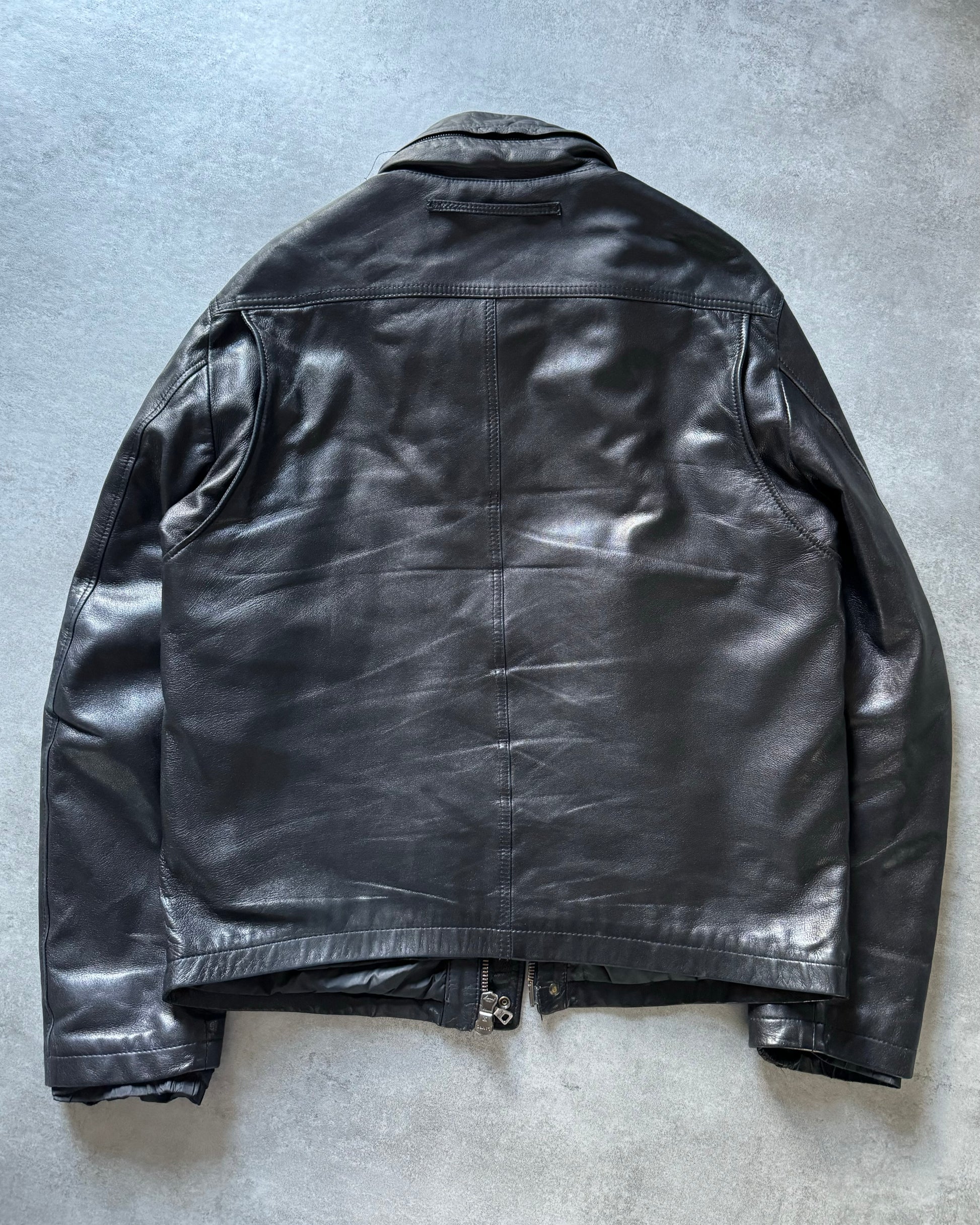 2000s Prada Brut Sport Leather Biker Jacket (L) - 3