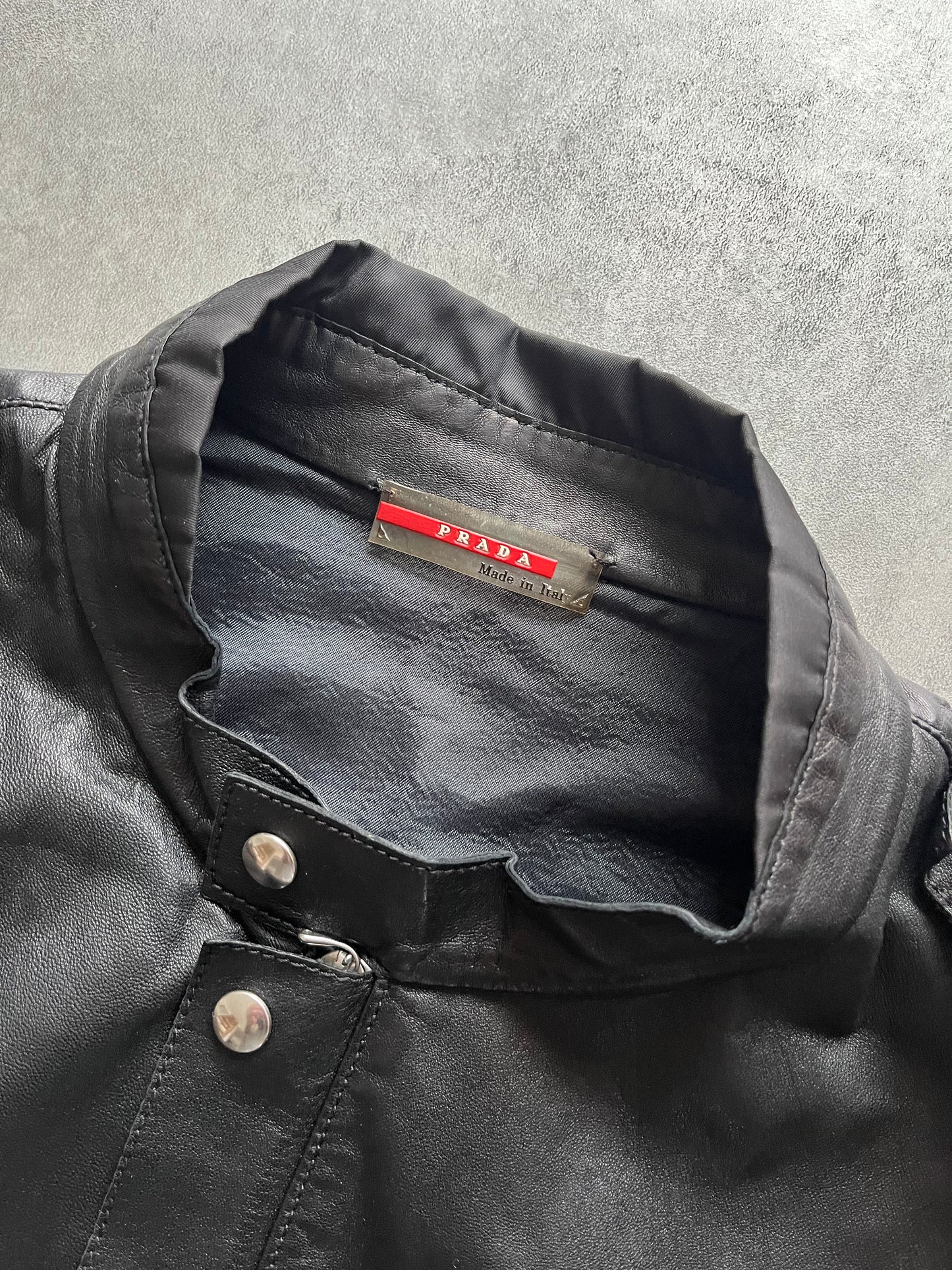 1990s Prada Black Archive Leather Jacket (S/M) (M) - 10