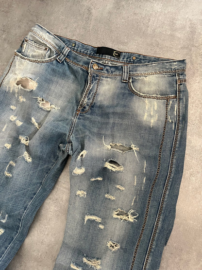 SS2008 Cavalli Distressed Blue Jeans  (L) - 5