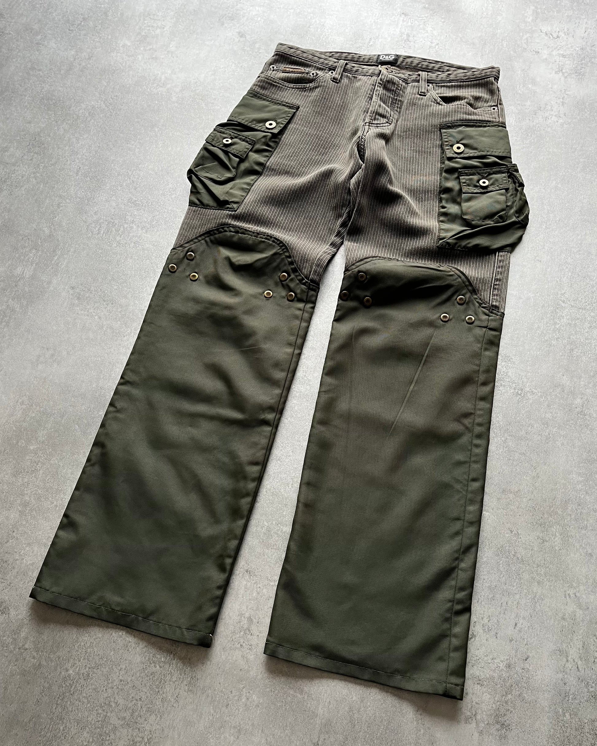 AW2003 Dolce & Gabbana Olive Tactical Hunter Cargo Pants (S) - 3