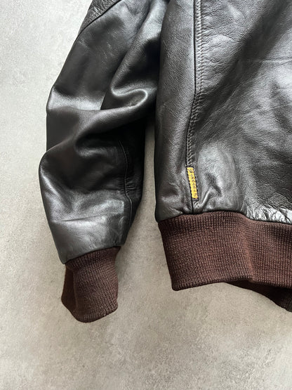 1980s Giorgio Armani Leather Bomber Jacket (M) - 4