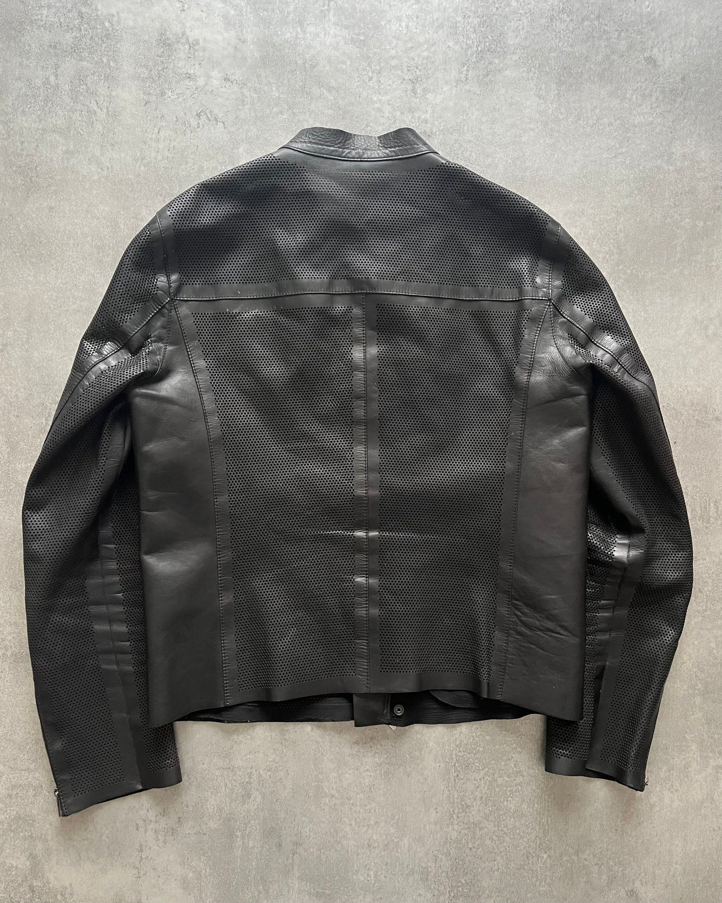 AW2011 Emporio Armani Biker Asymmetrical Leather Jacket (L) - 3