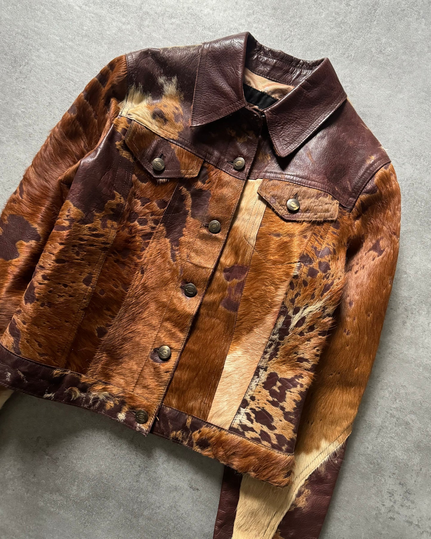 2000s Cavalli Imperial Brown Caw Leather Jacket (XS) - 7