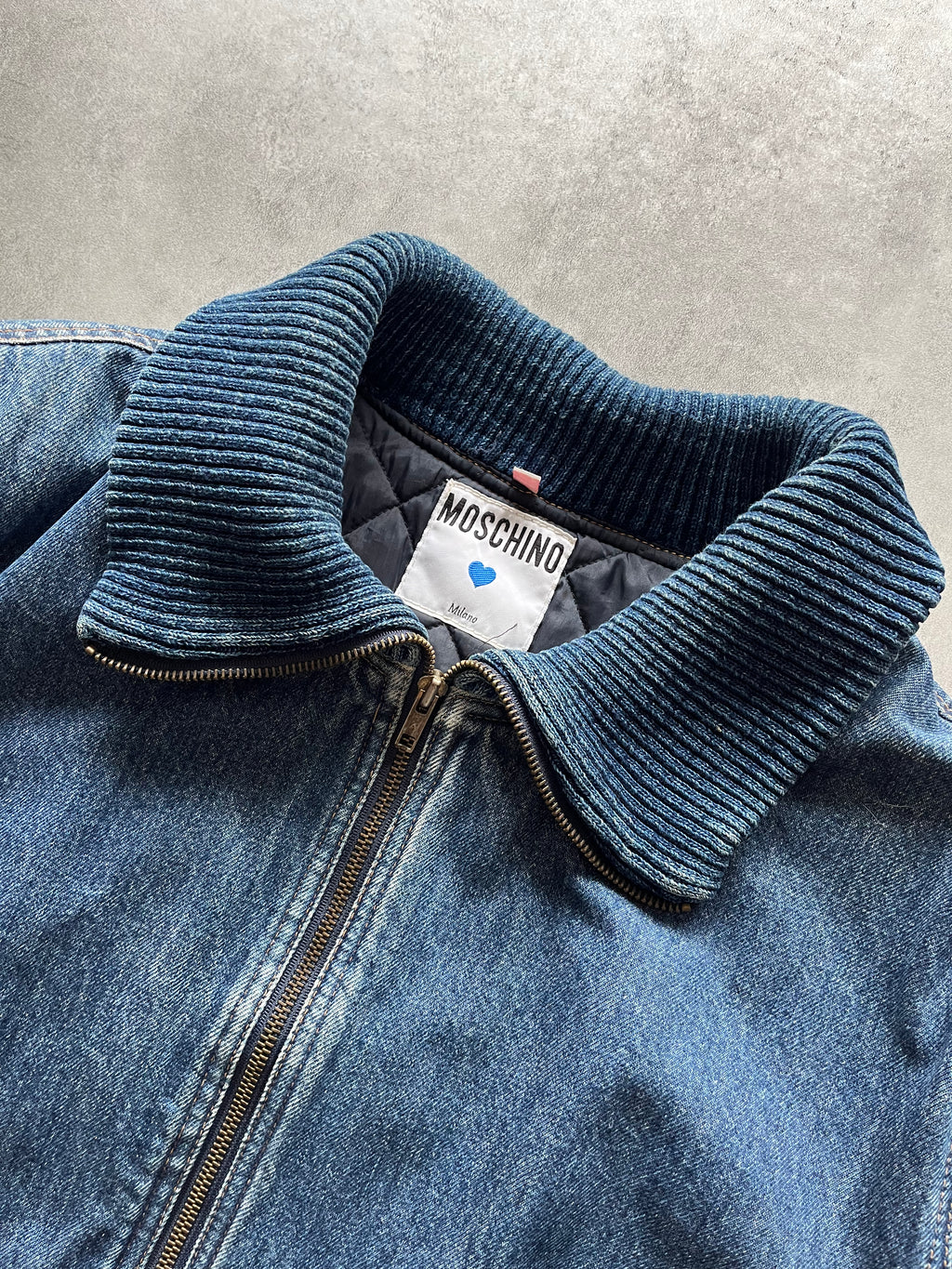 1990s Moschino Aero Relaxed Denim Bomber Jacket (M) - 6