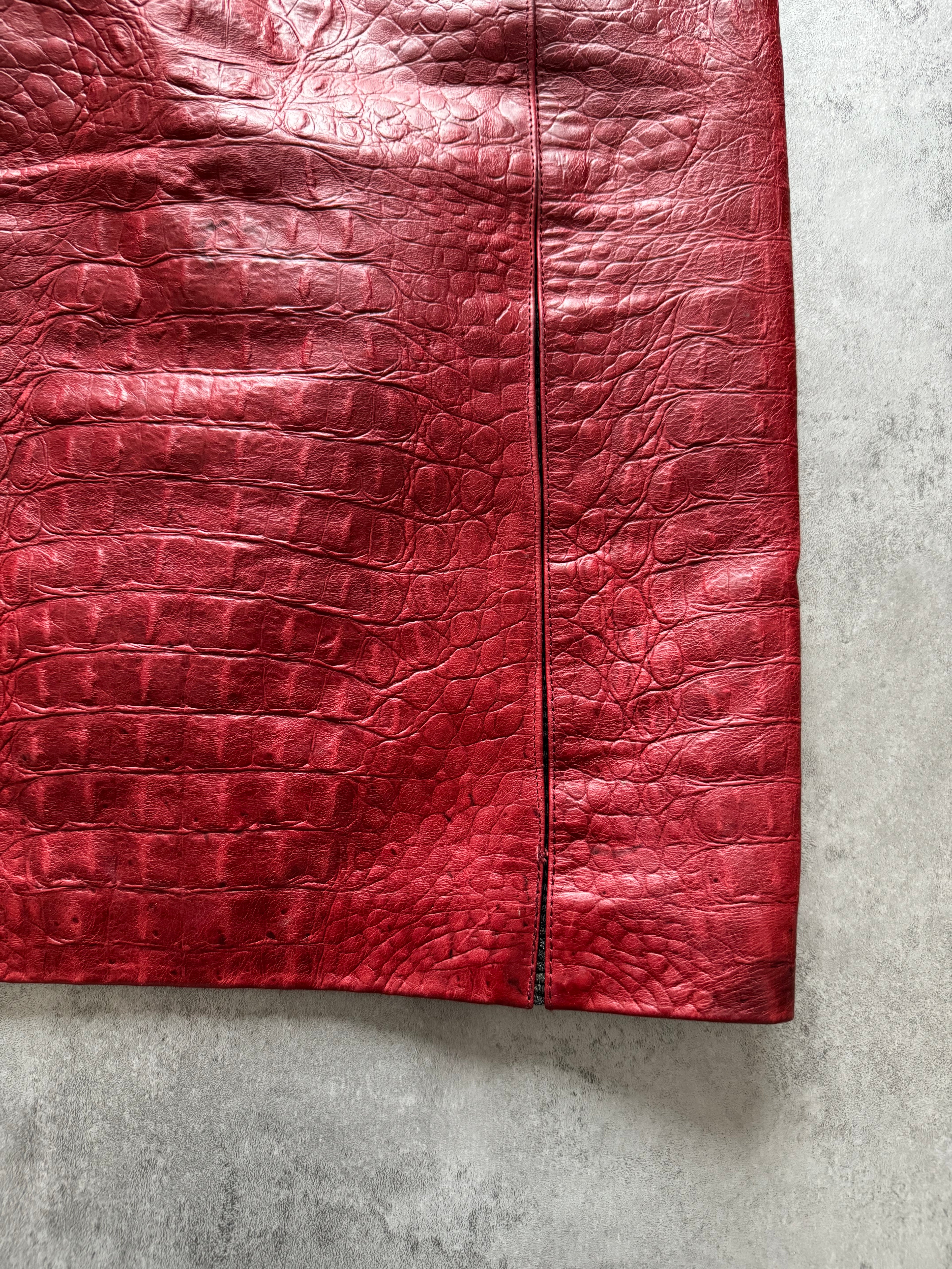 FW2000 Roberto Cavalli Crocodile Leather Red Skirt (S) - 7