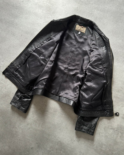 1990s Armani Pragmatic Black Leather Jacket  (L) - 3