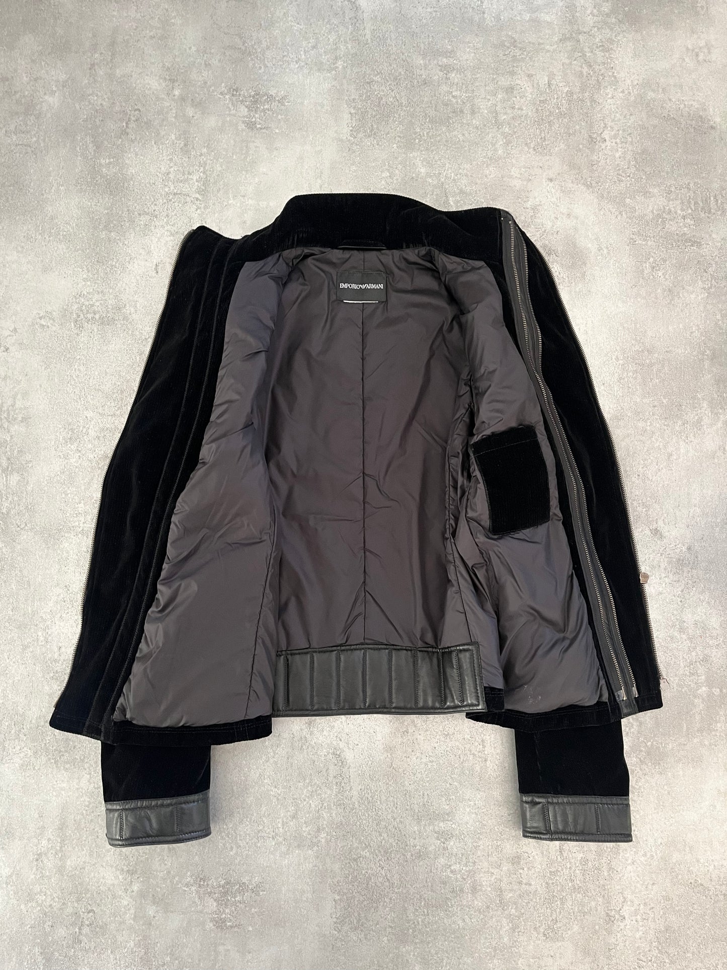 AW2011 Emporio Armani Dark Velvet Multi Zips Jacket (M) - 4