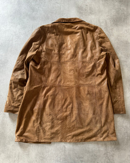 1990s Roberto Cavalli Camel Genuine Long Leather Jacket  (L) - 2