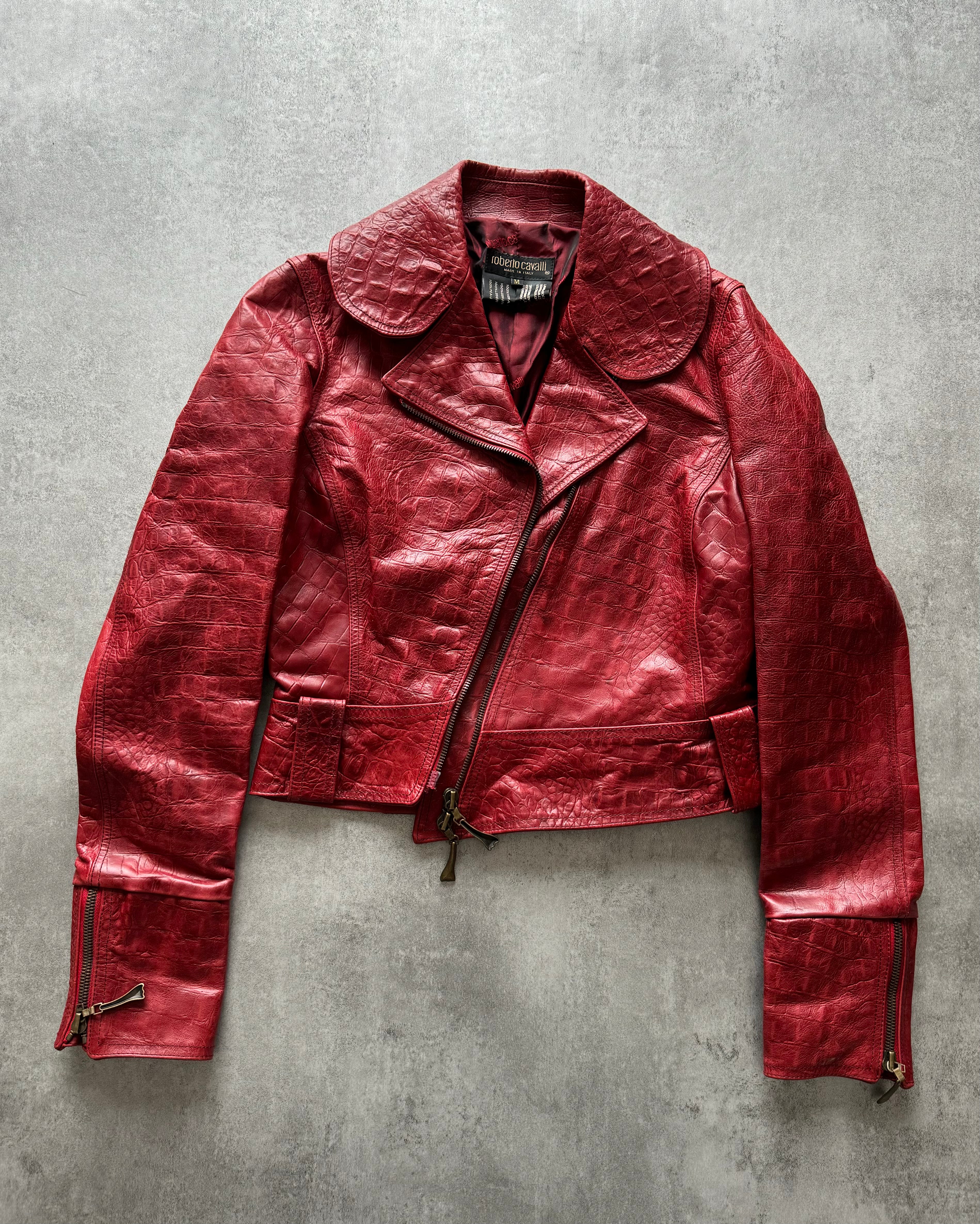 FW2000 Roberto Cavalli Crocodile Leather Red Perfecto (S) - 1