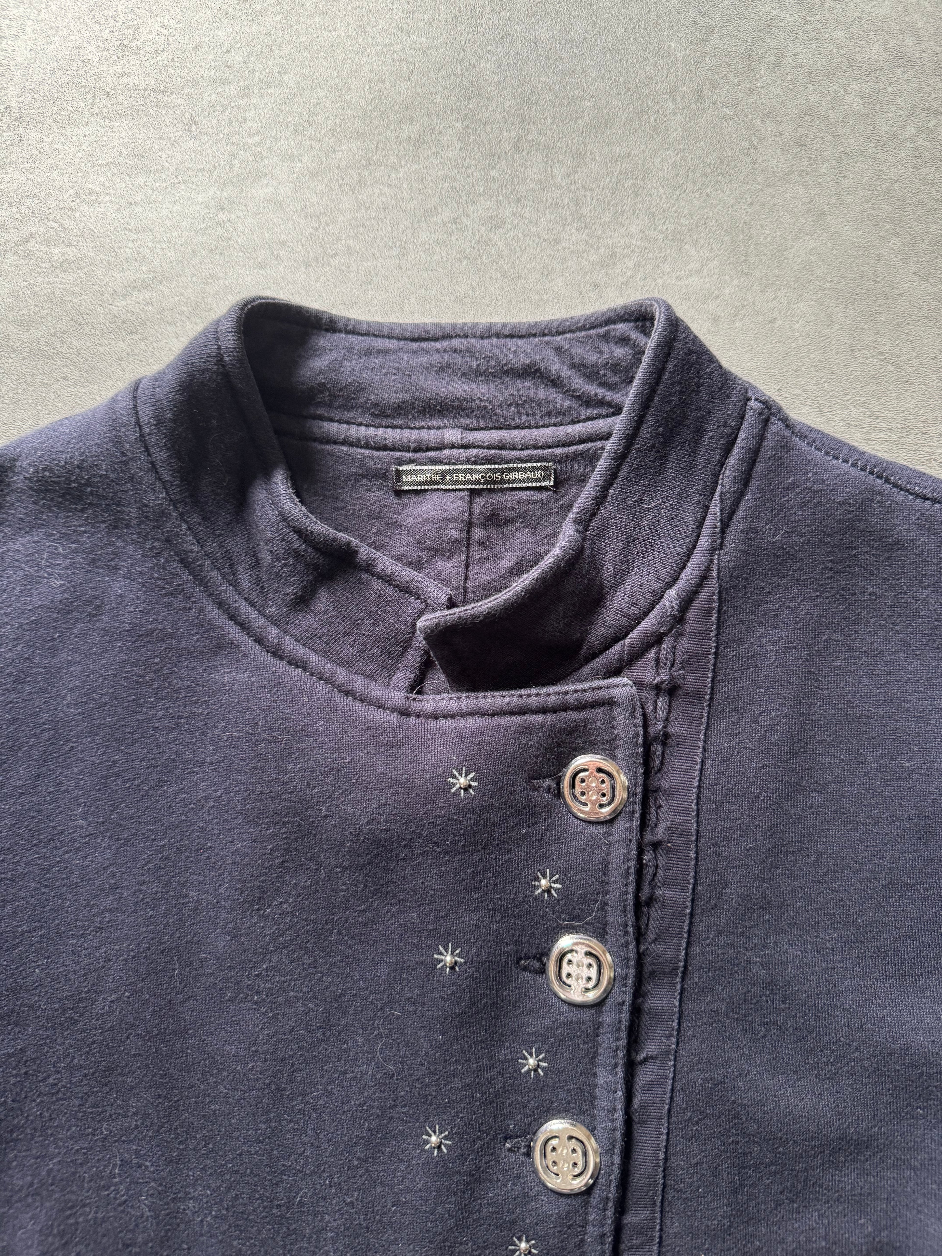 1990s Marithé François Girbaud Asymmetrical Excellence Navy Cardigan  (S) - 6