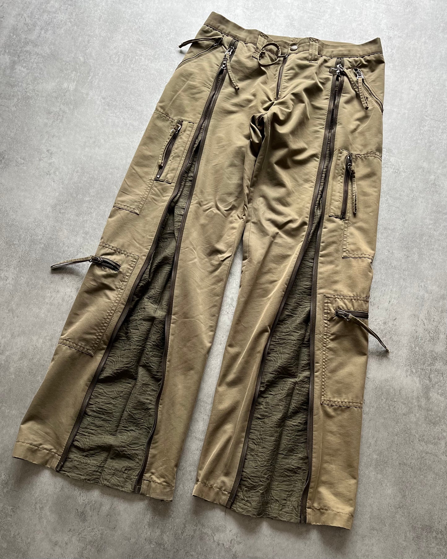 AW2005 Daniele Alessandrini Full Zip Olive Cargo Pants  (M) - 5