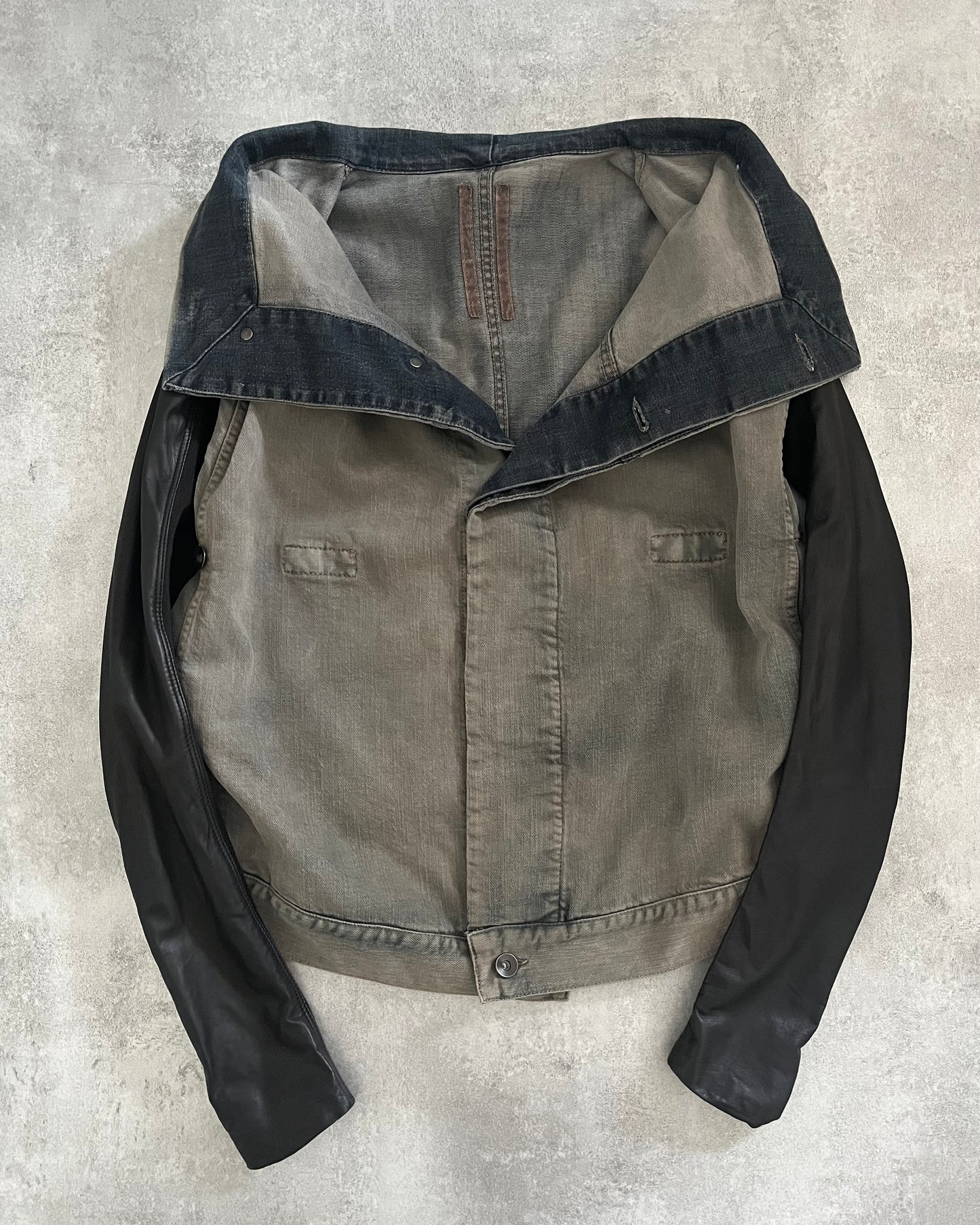 AW2010 Rick Owens Avant-Garde Denim Leather Jacket (S) - 3