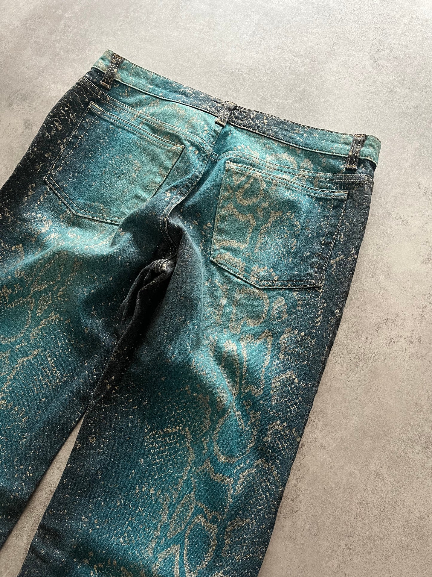 AW1999 Roberto Cavalli Blue Python Skin Legend Pants (M) - 4