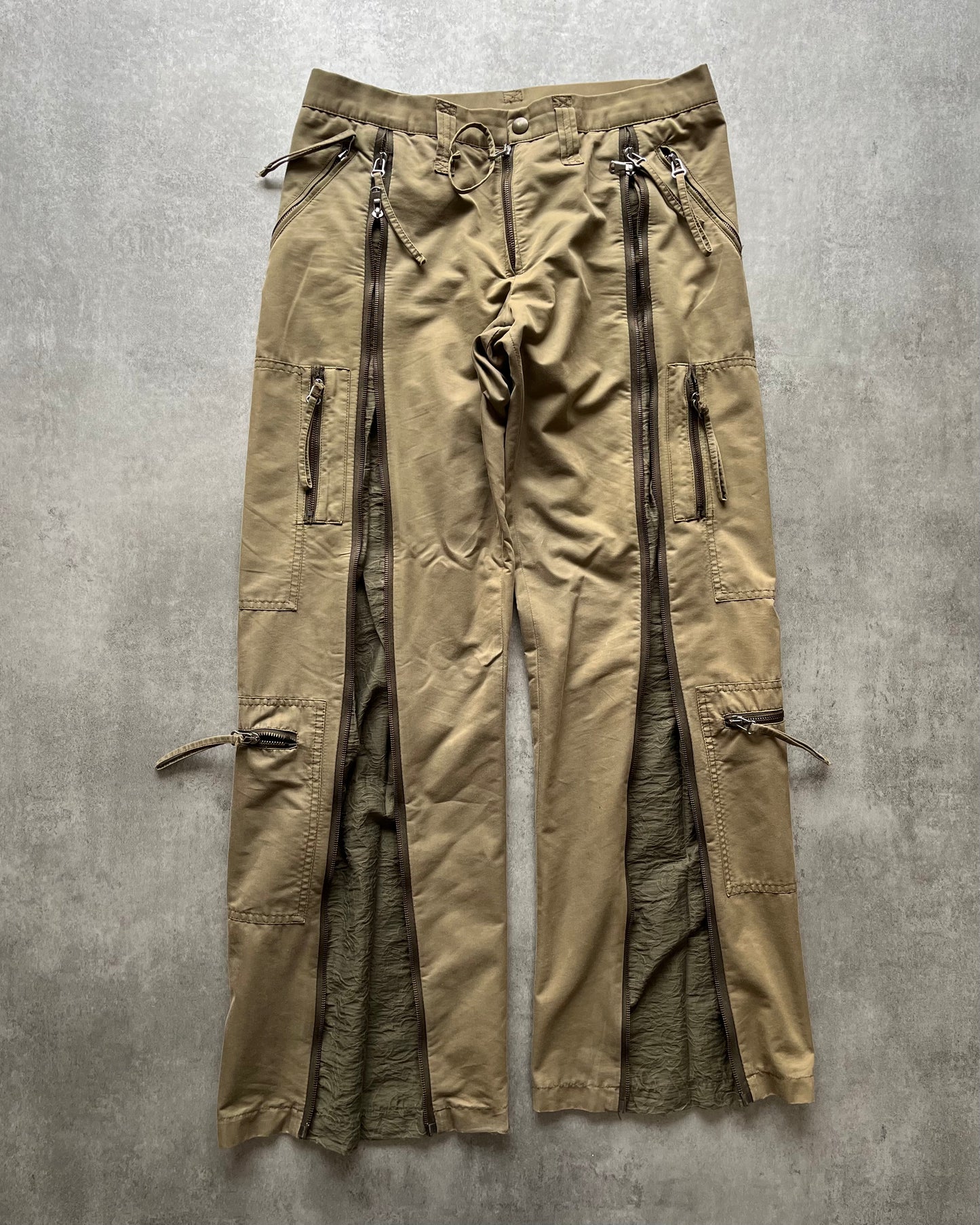 AW2005 Daniele Alessandrini Full Zip Olive Cargo Pants  (M) - 1