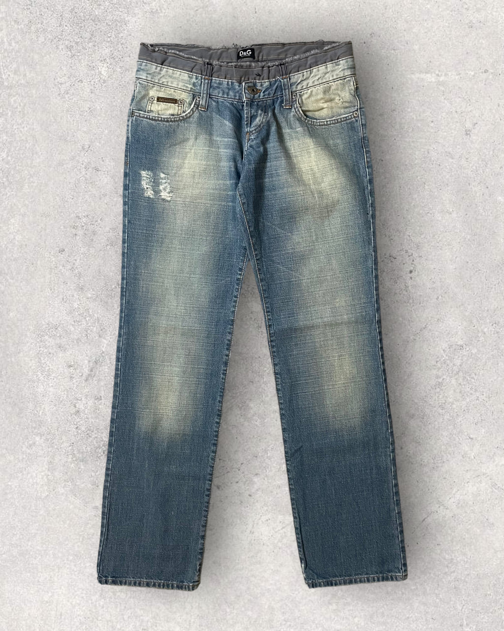 SS05 Dolce & Gabbana Double-Waisted Faded Jeans
