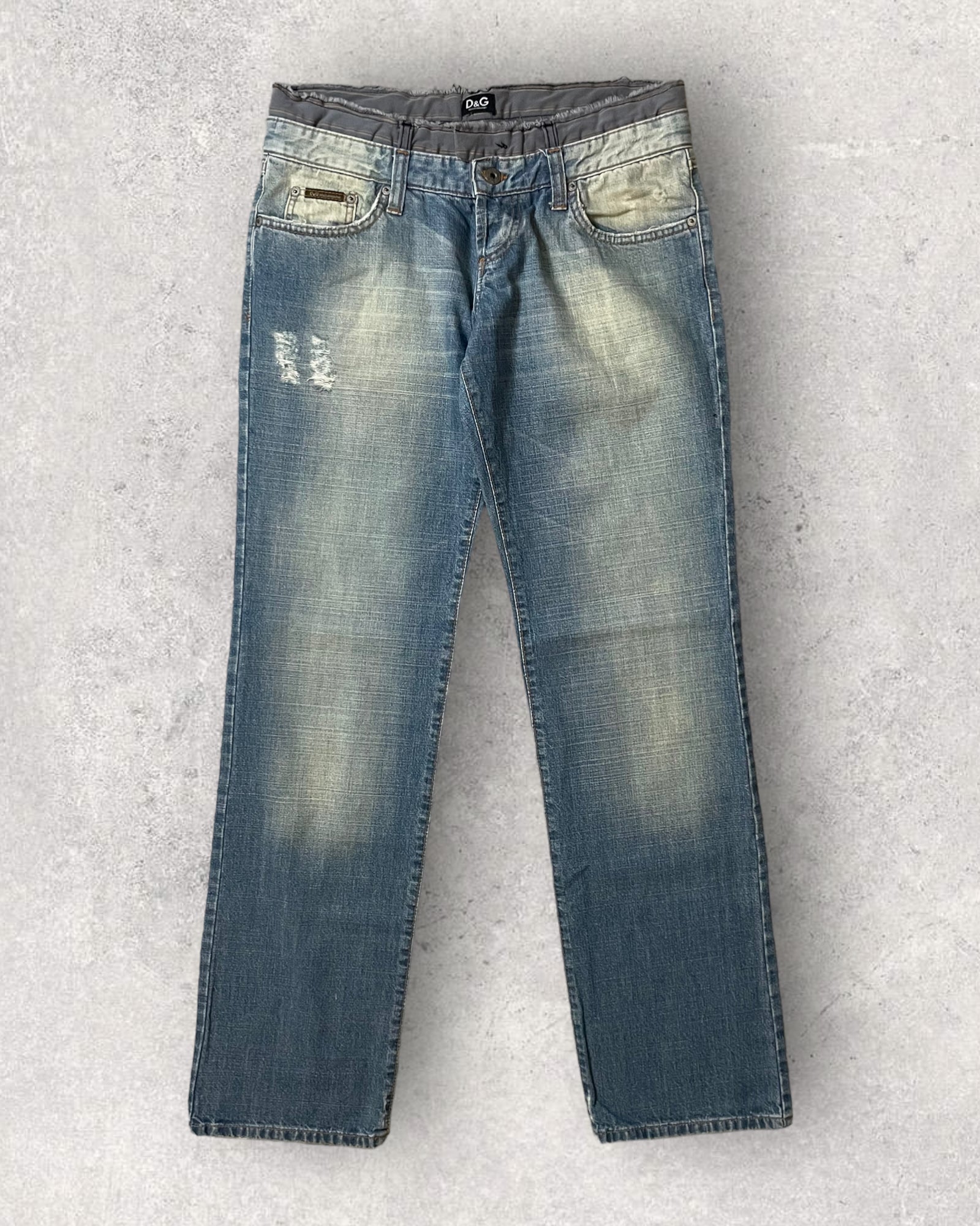 SS05 Dolce & Gabbana Double-Waisted Faded Jeans