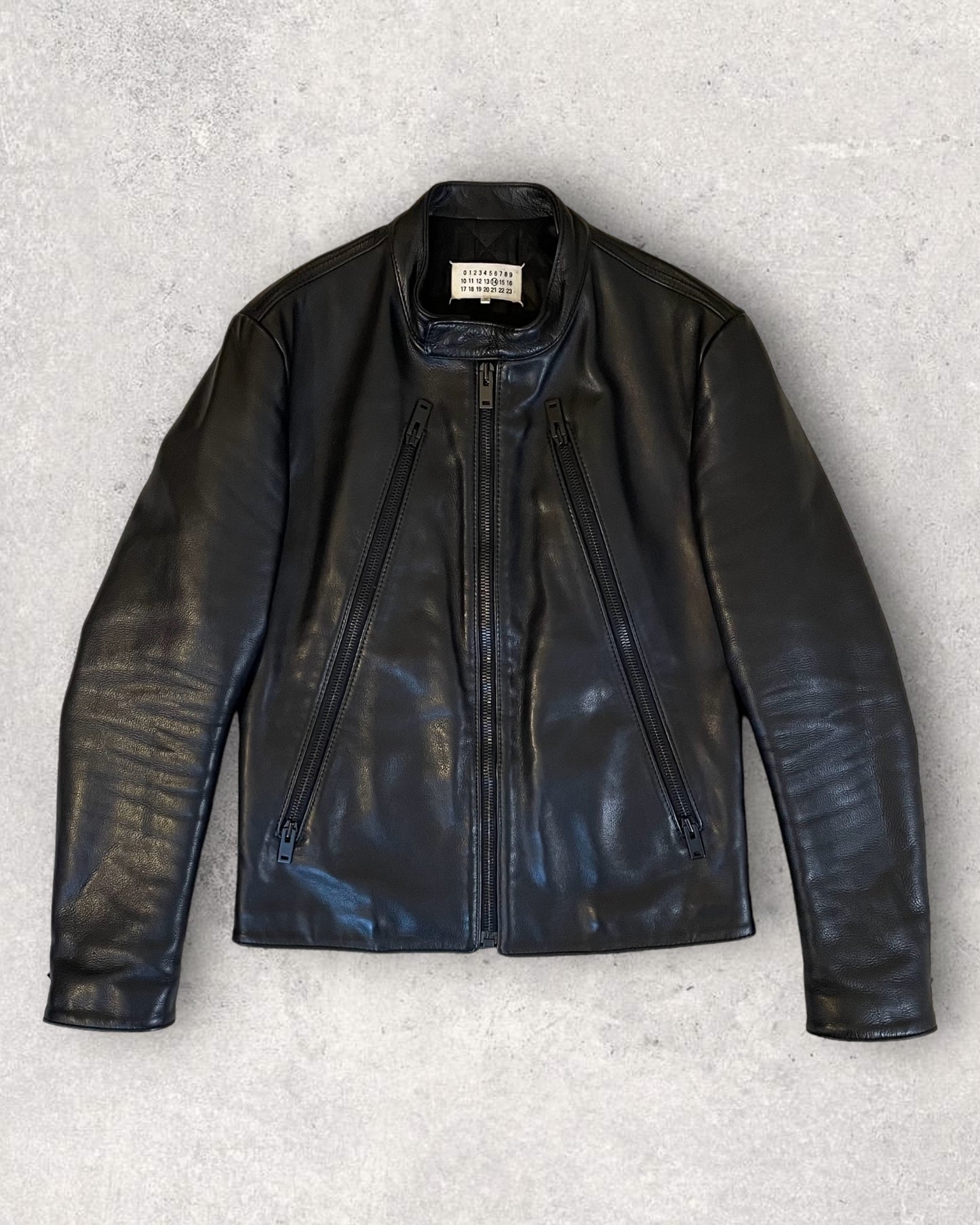 AW15 Maison Margiela Black 5-Zip Leather Jacket (M)
