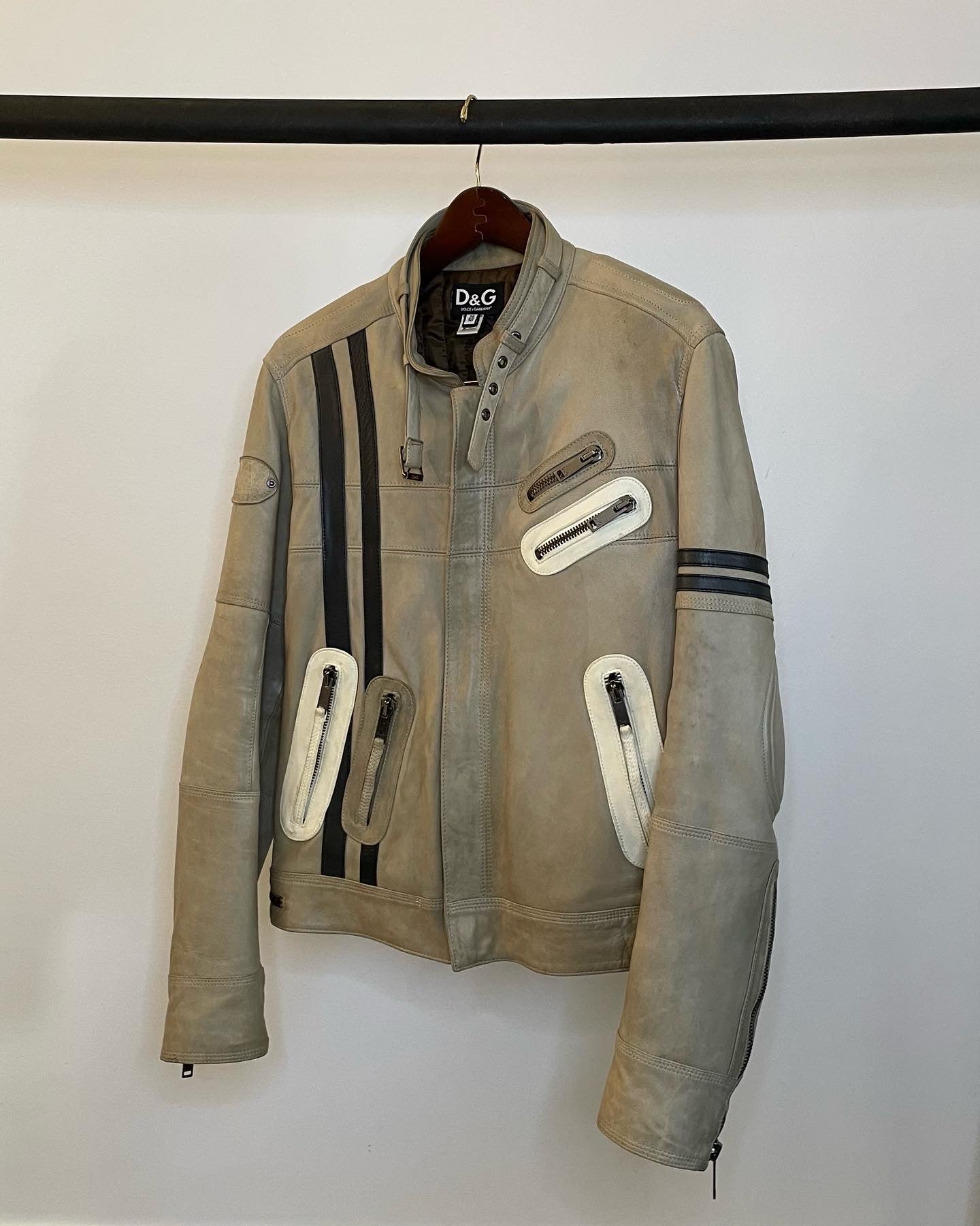 2000s Dolce & Gabbana Racing Cafe Leather Jacket