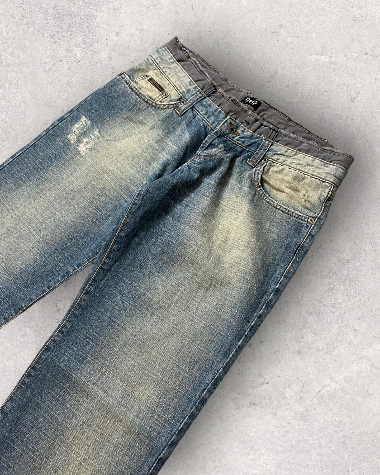 SS05 Dolce & Gabbana Double-Waisted Faded Jeans