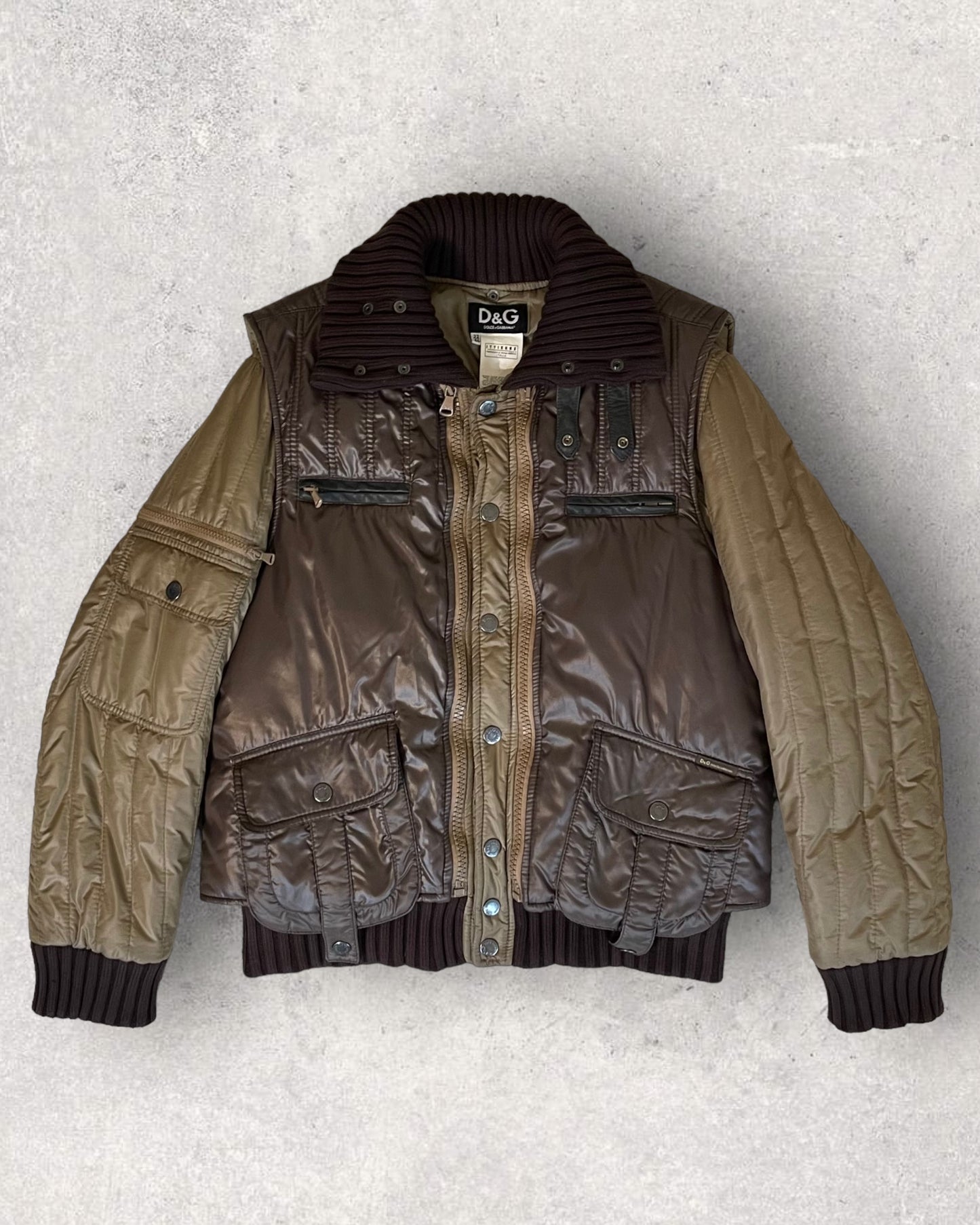AW04 Dolce & Gabbana 2-in-1 High-Neck Bomber Jacket with detachable Vest (M)