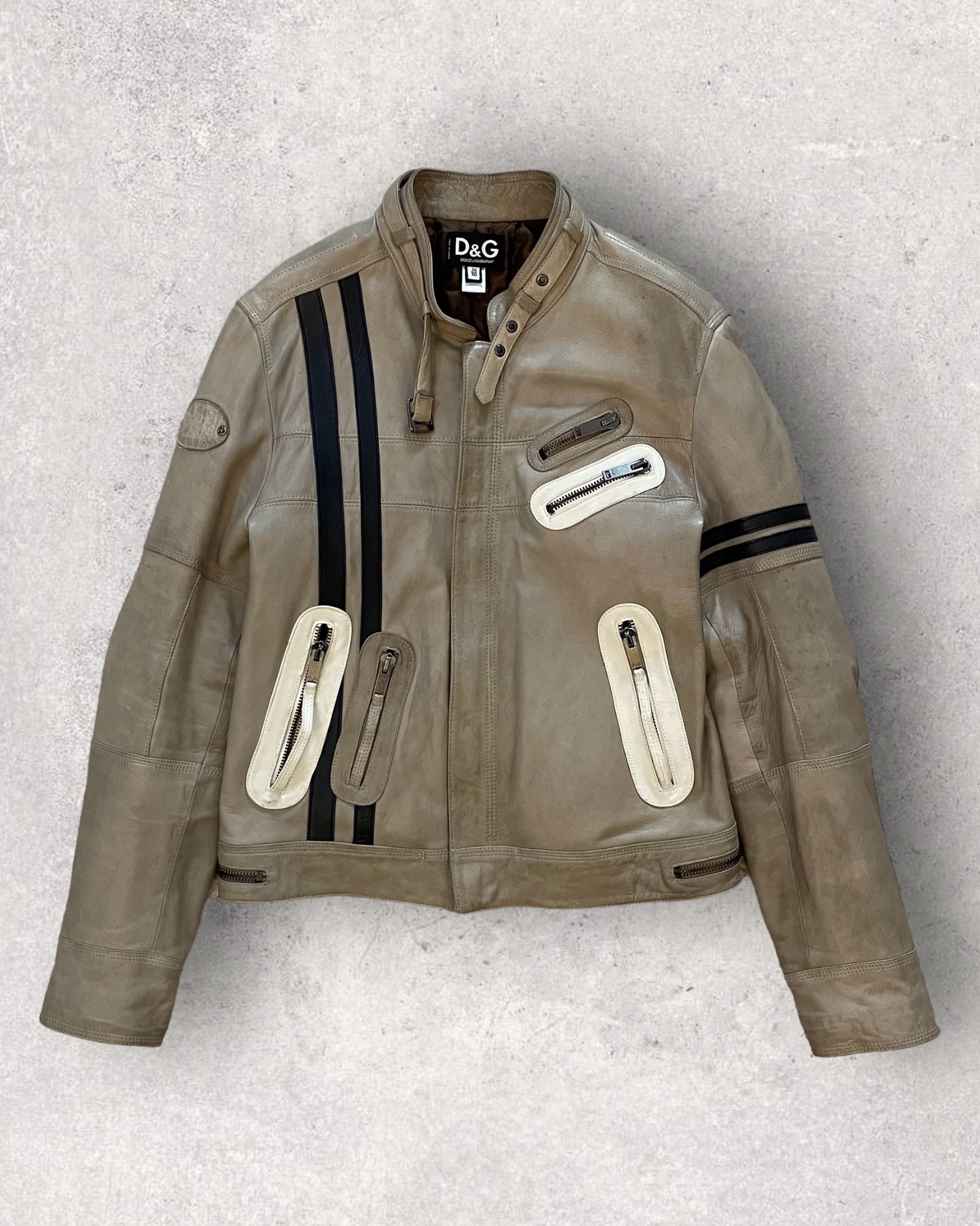 2000s Dolce & Gabbana Racing Cafe Leather Jacket