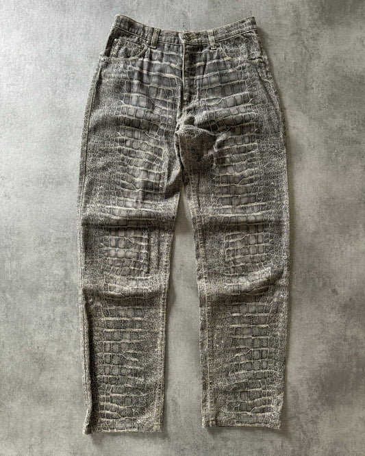 AW1999 Roberto Cavalli Crocodile Skin Effect Grey Pants  (S) - 1