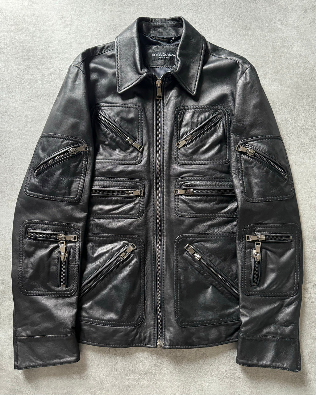 AW2019 Dolce & Gabbana Multi Zips Premium Leather Jacket  (M) - 1
