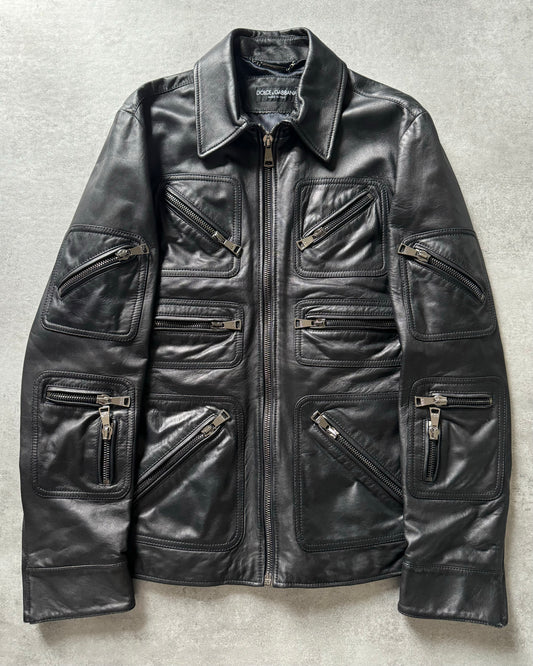 AW2019 Dolce & Gabbana Multi Zips Premium Leather Jacket  (M) - 1
