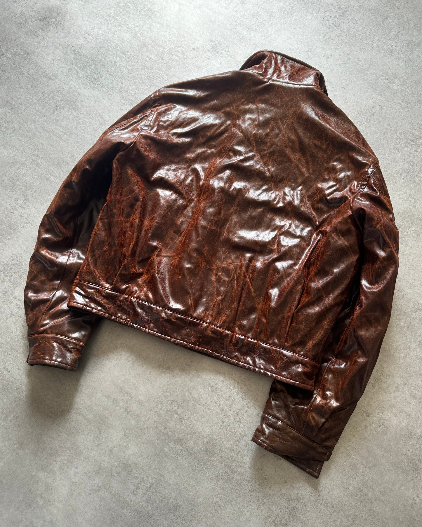 2000s Moschino Enigmatic Brown Eroded Bomber Jacket (M) - 5