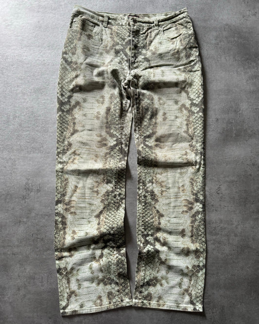 1990s Roberto Cavalli Pastel Python Scales Print Pants (L) - 1