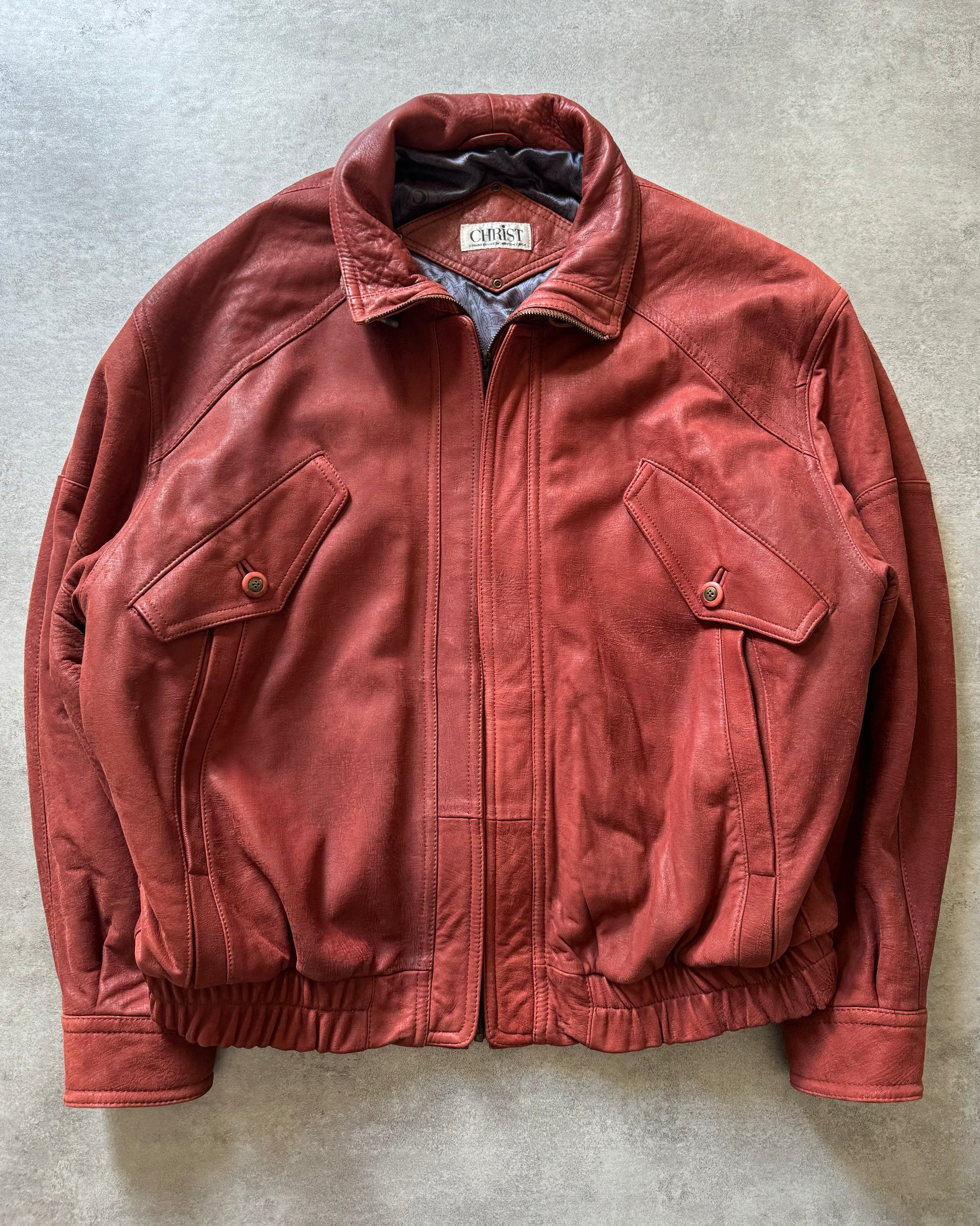 1980s Loewe x Christ Artisanal Unique Leather Bomber Jacket  (L) - 1