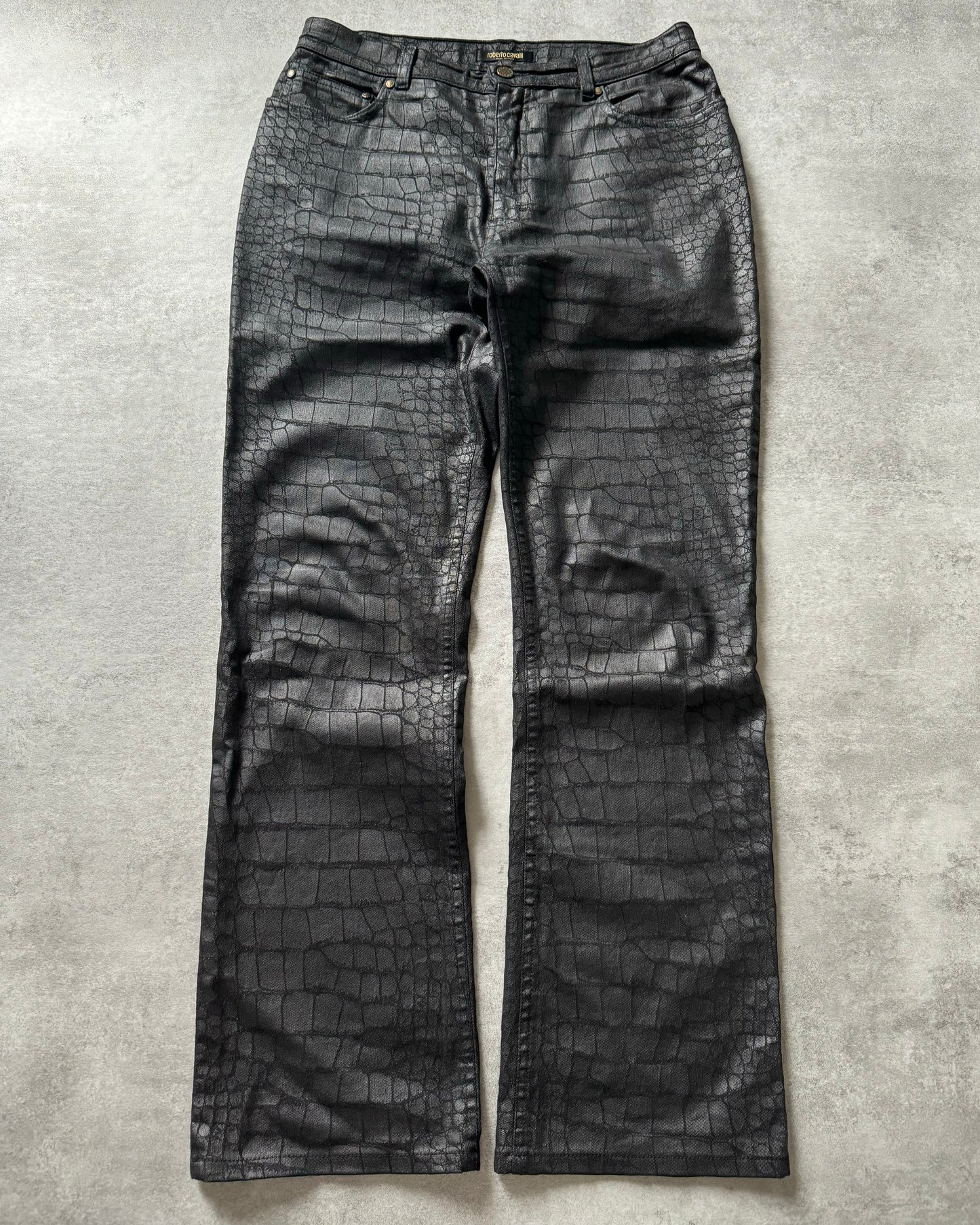 2000s Roberto Cavalli Crocodile Skin Effect Obscure Pants (S) - 1