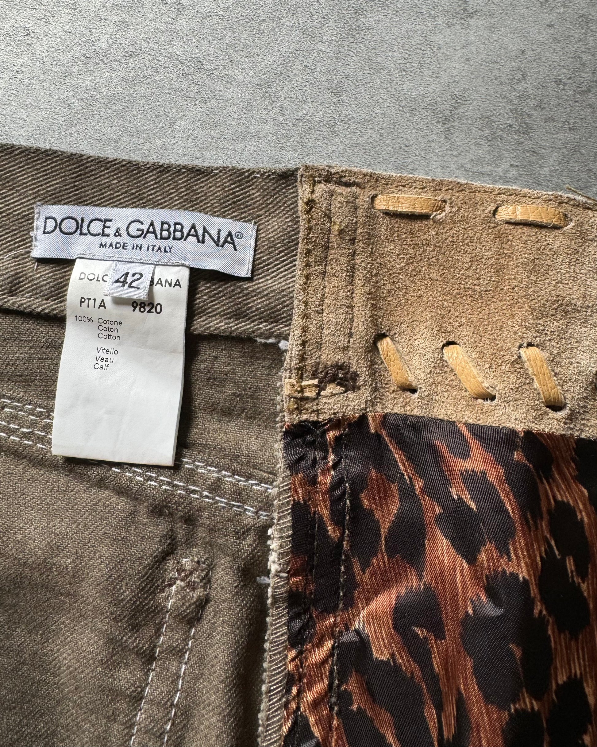 1990s Dolce & Gabbana Hybride Leather Denim Pants  (M) - 5