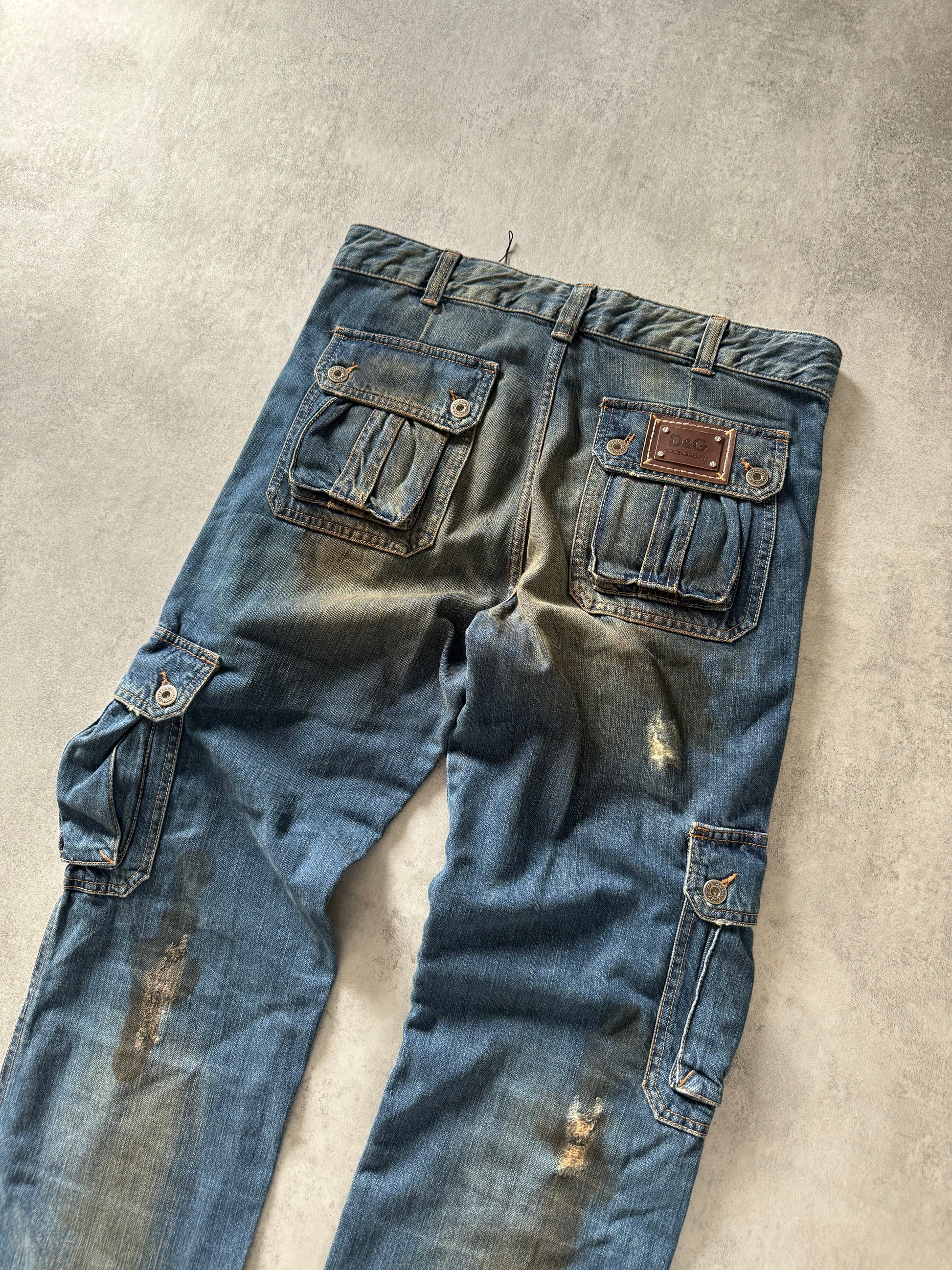 AW2005 Dolce & Gabbana Destroyed Cargo Denim Jeans (L) - 4