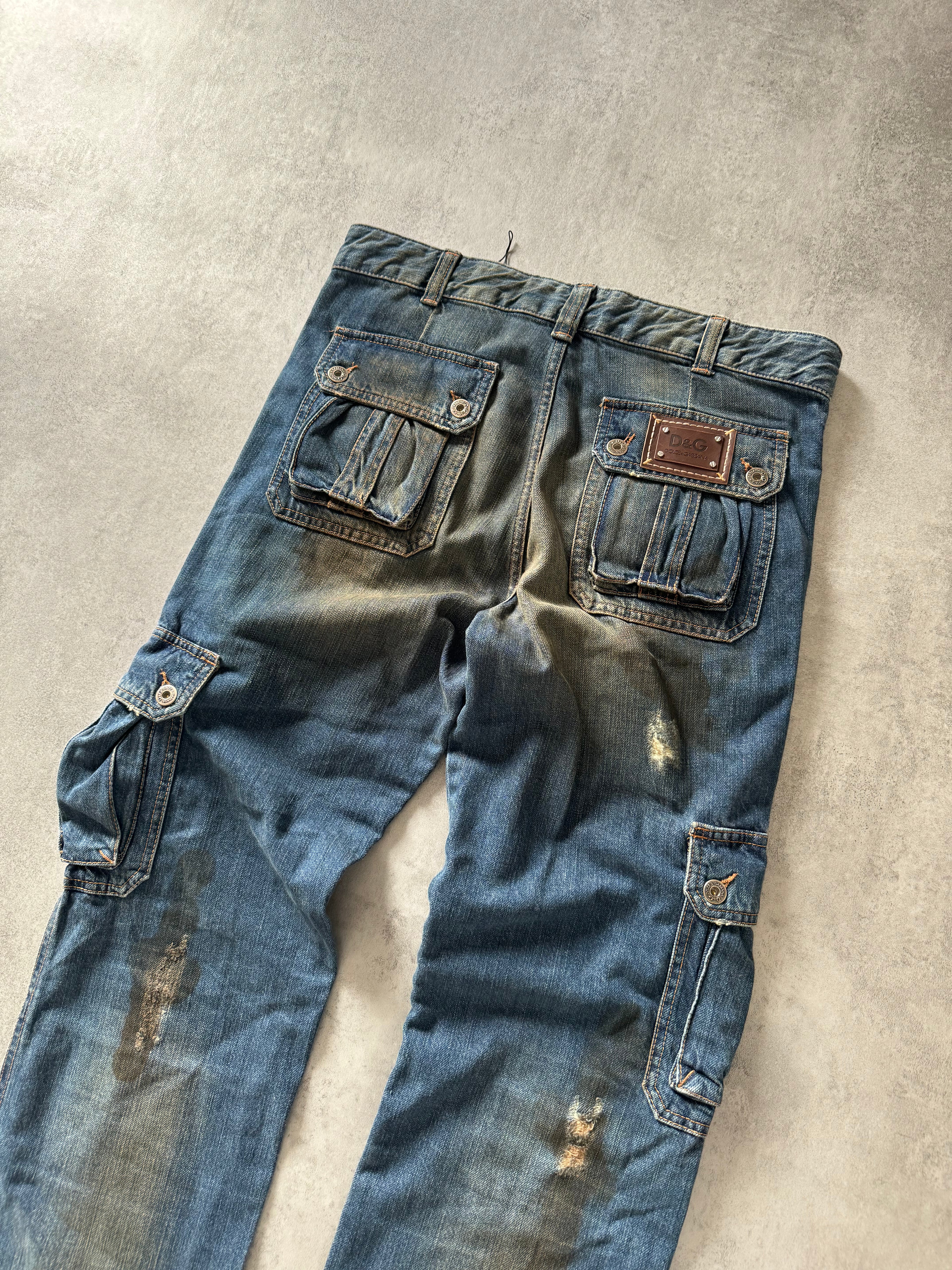 AW2005 Dolce & Gabbana Destroyed Cargo Denim Jeans (L) - 4